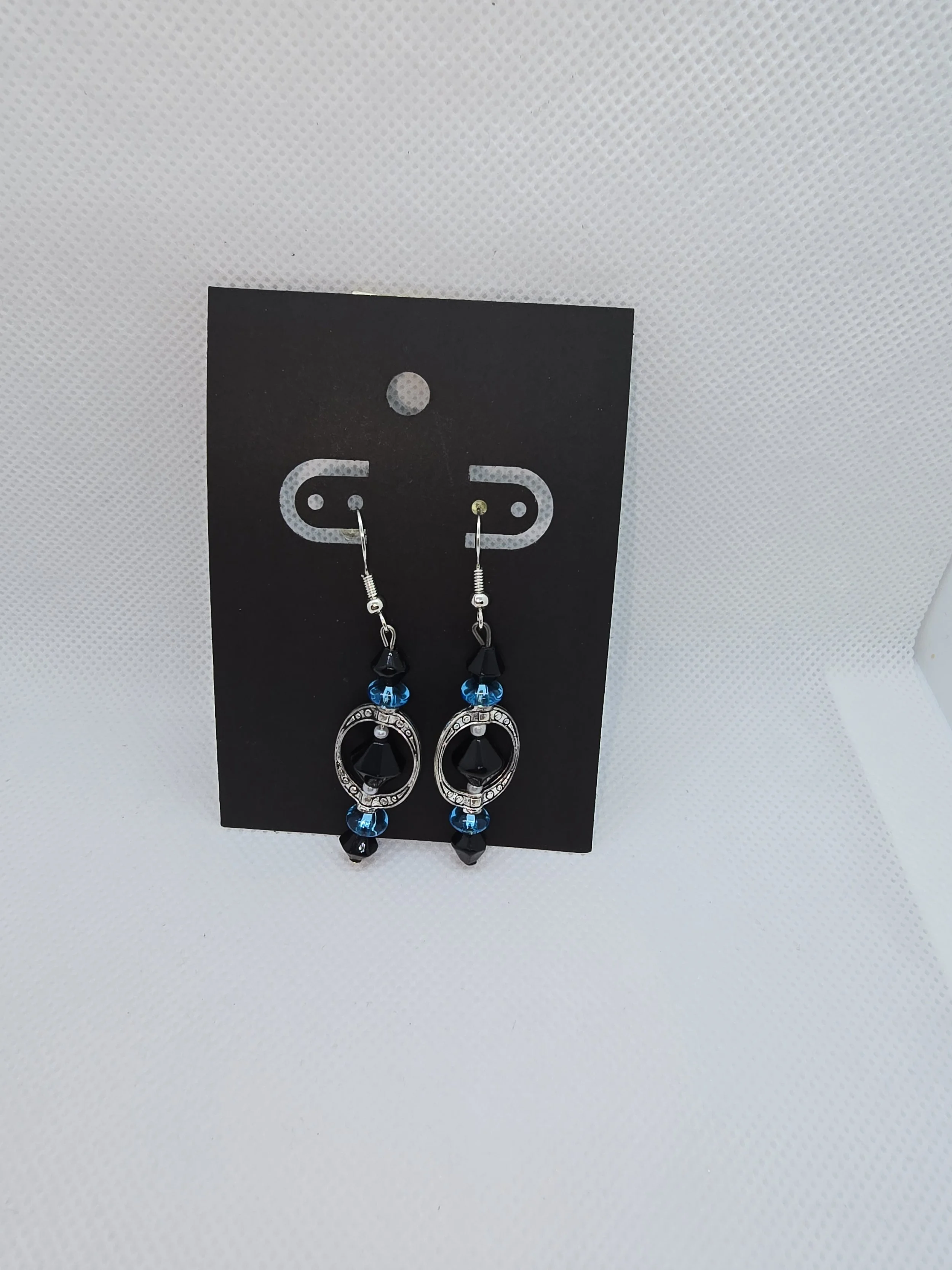 Black, Blue & Silver Earrings