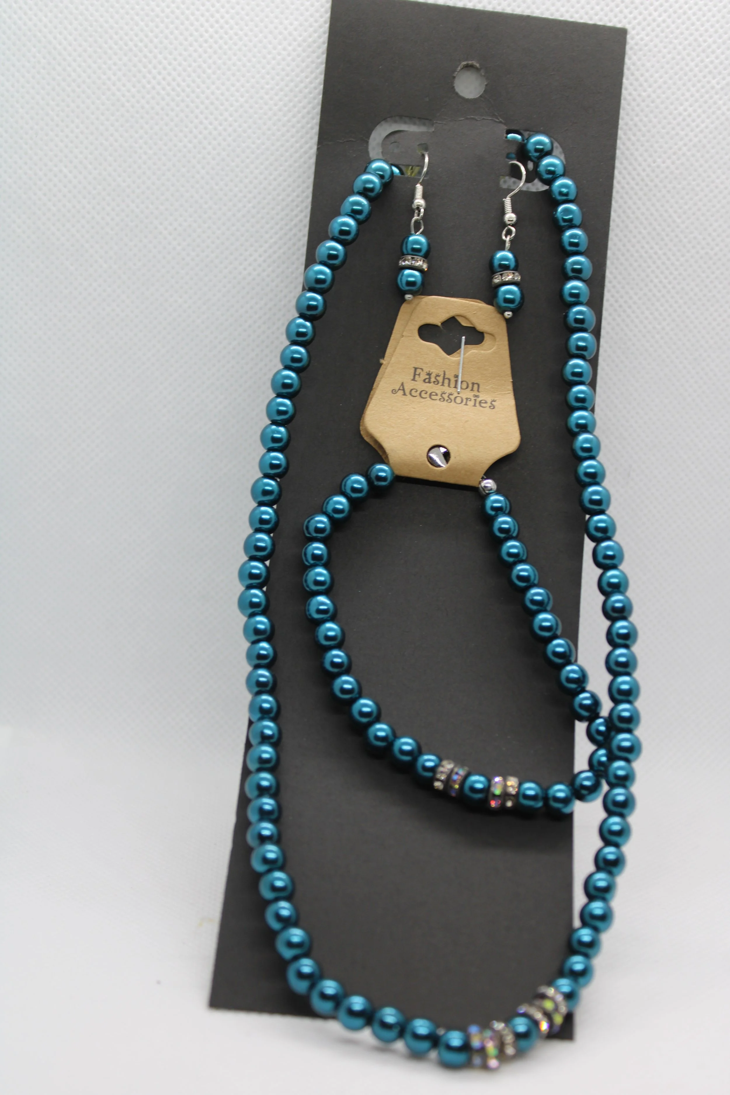 Teal Necklace, Earrings, & Bracelet Set