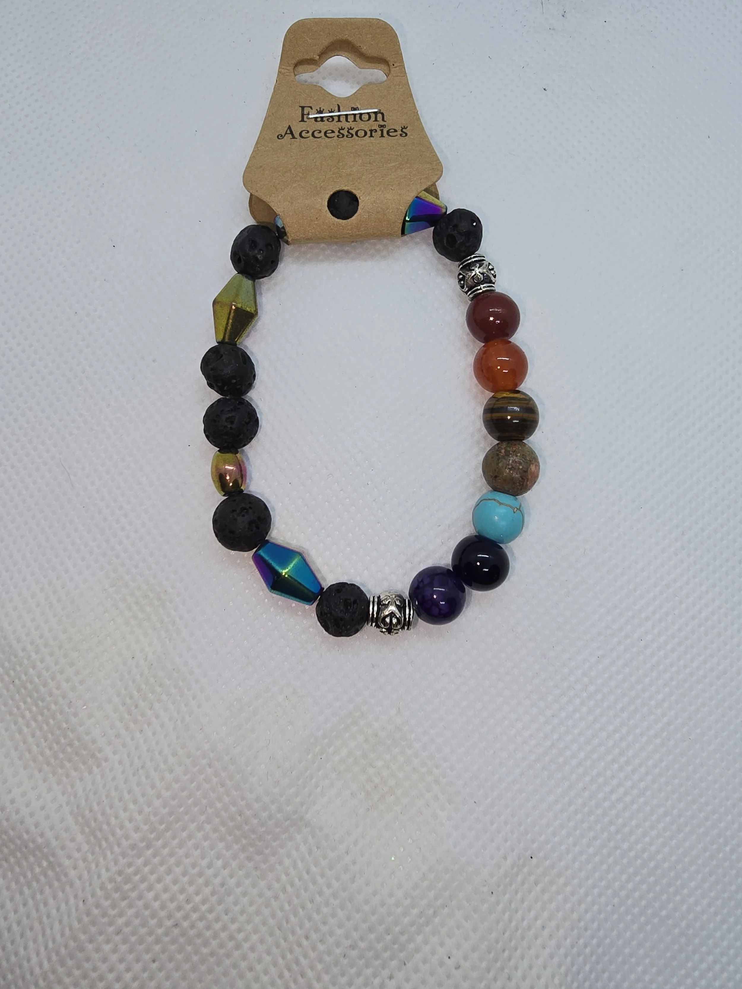 Multicolor Magnetic, Chakra & Lava Stone Bracelet