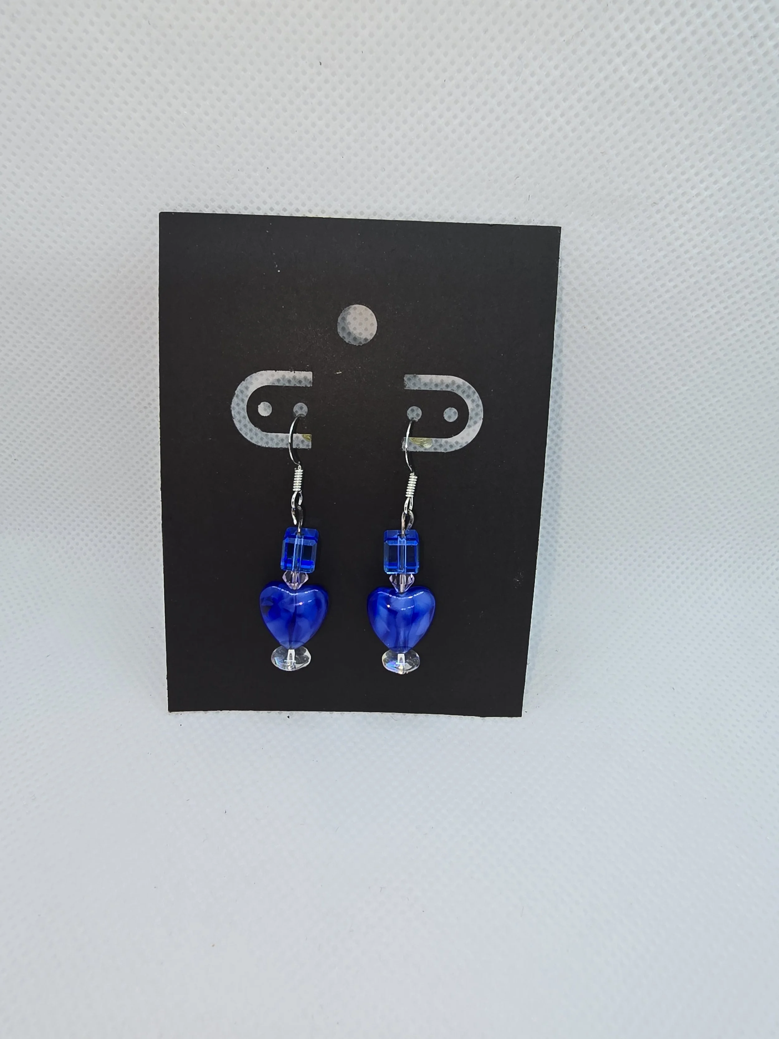 Blue Heart & Crystal Earrings