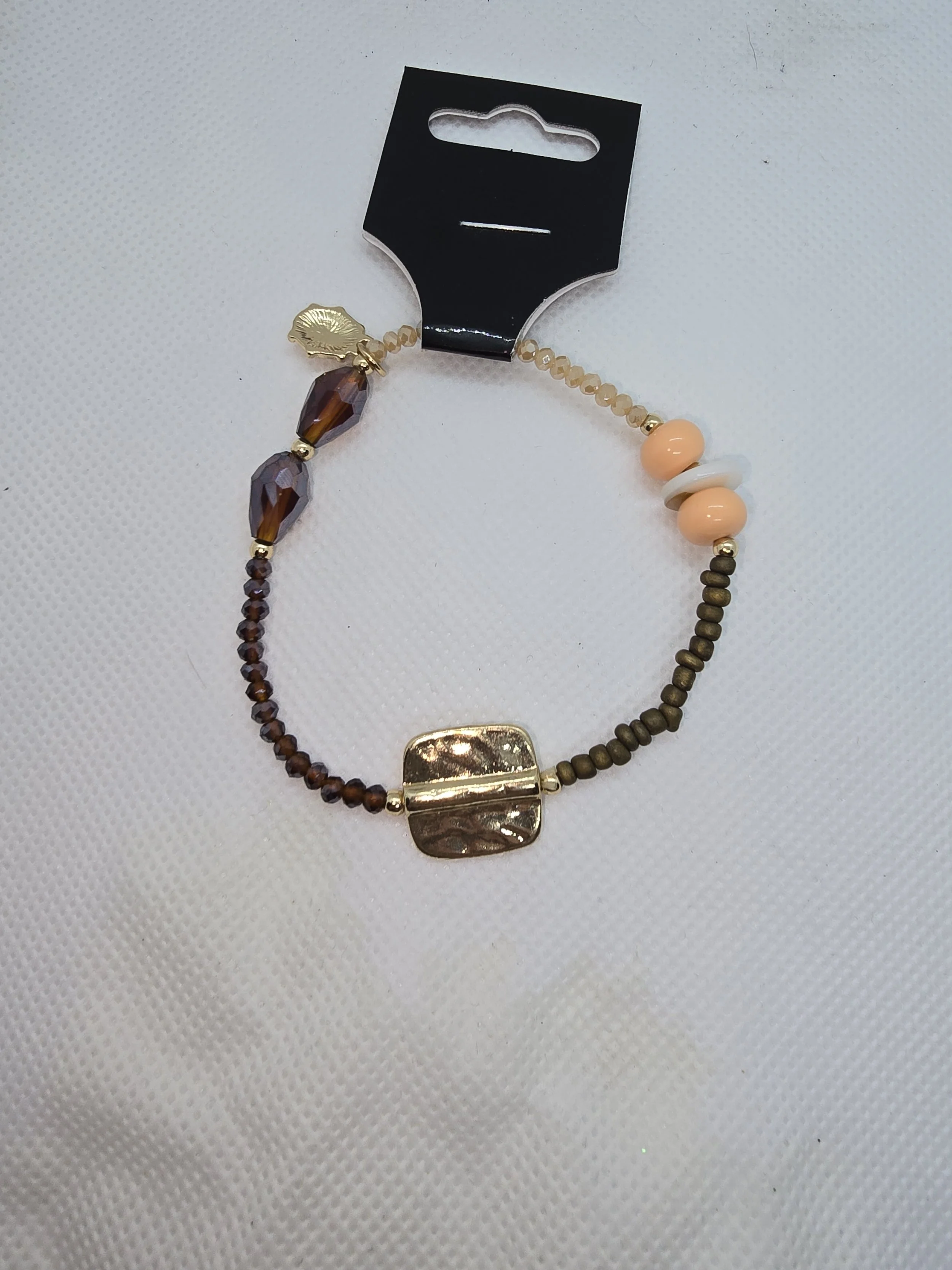 Pink, Purple & Gold Beaded Bracelet