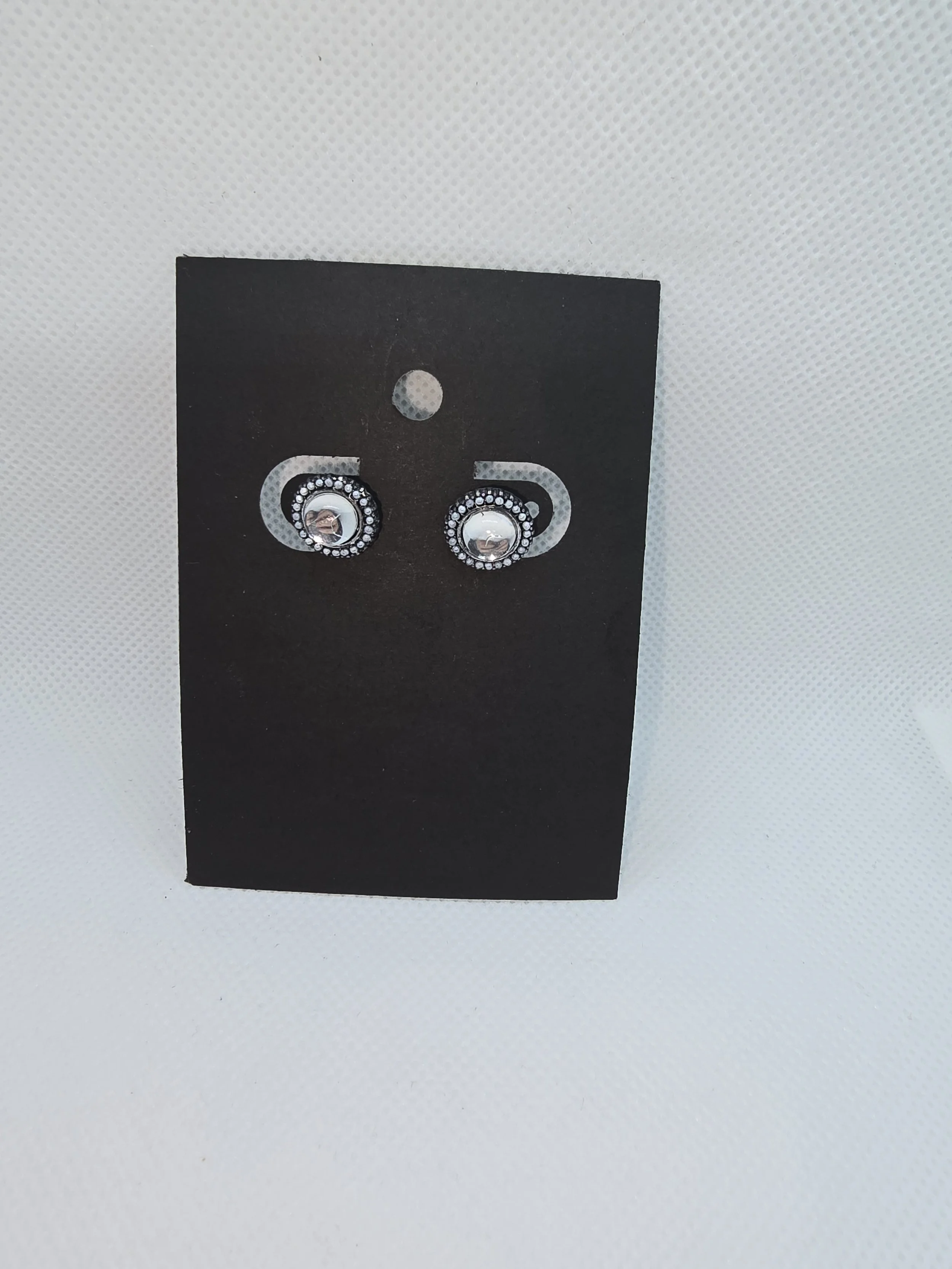 Circle Crystal Silver Stud Earrings