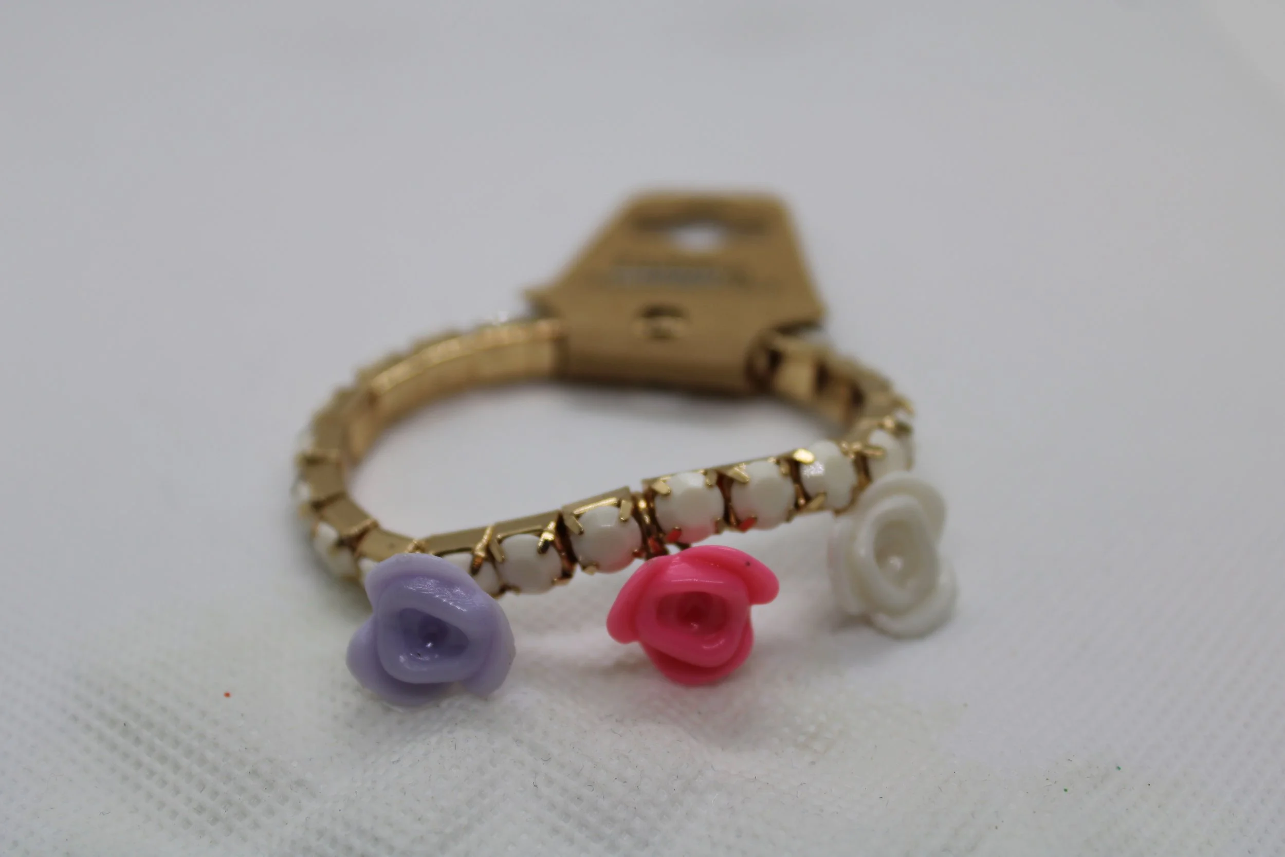 Children's Gold & White Bracelet with Flowers