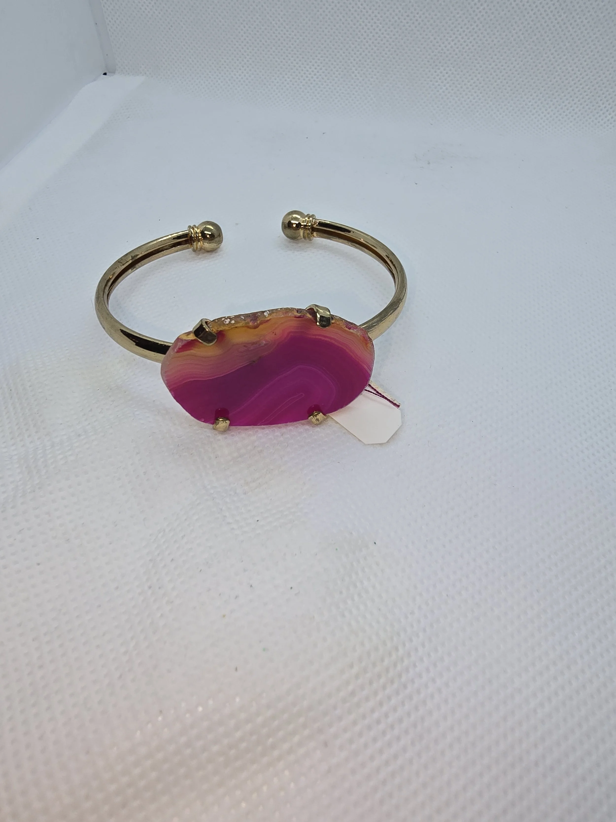 Gold Bracelet with Pink Stone