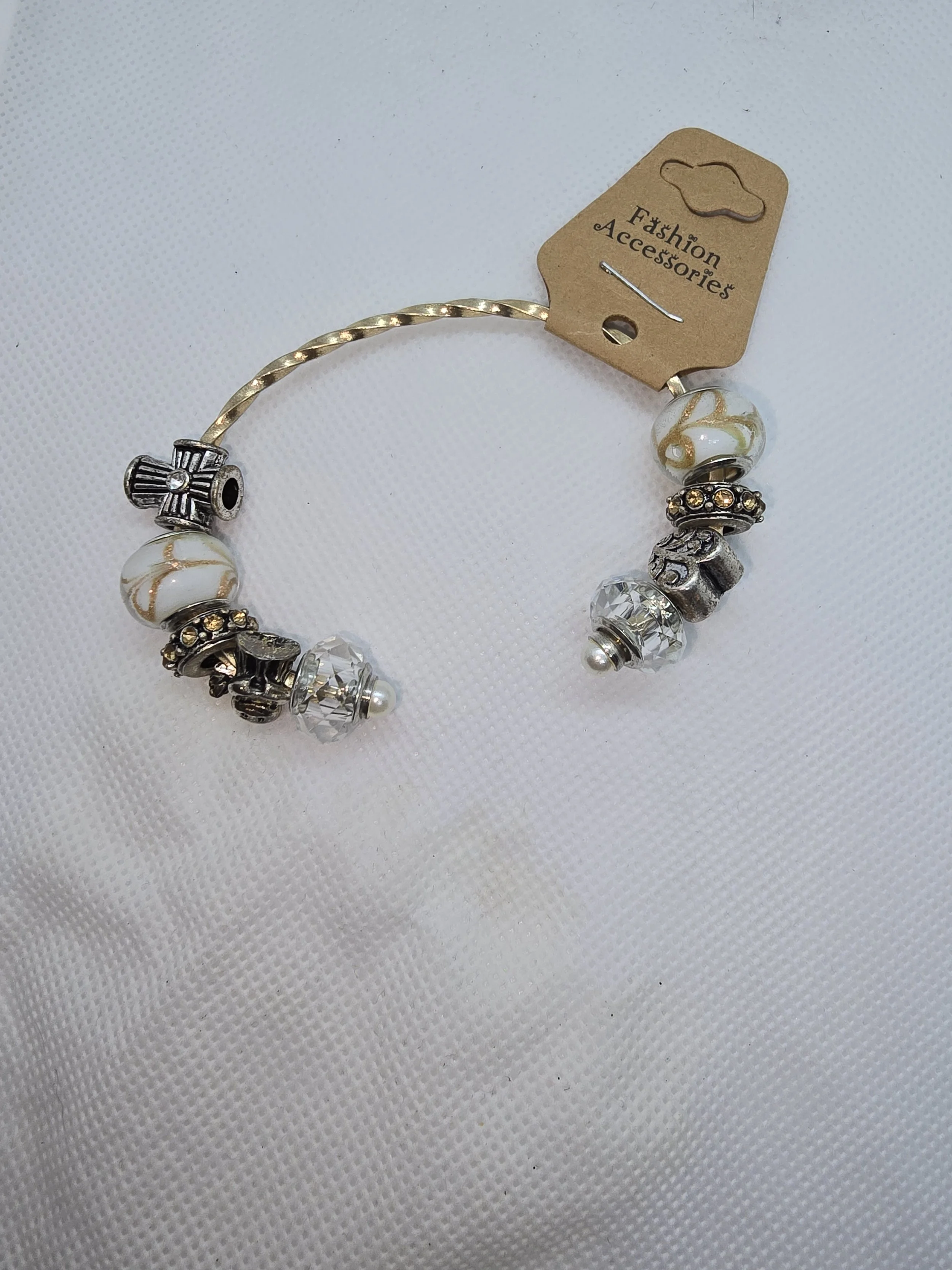 Gold & Silver Beaded Bangle Bracelet