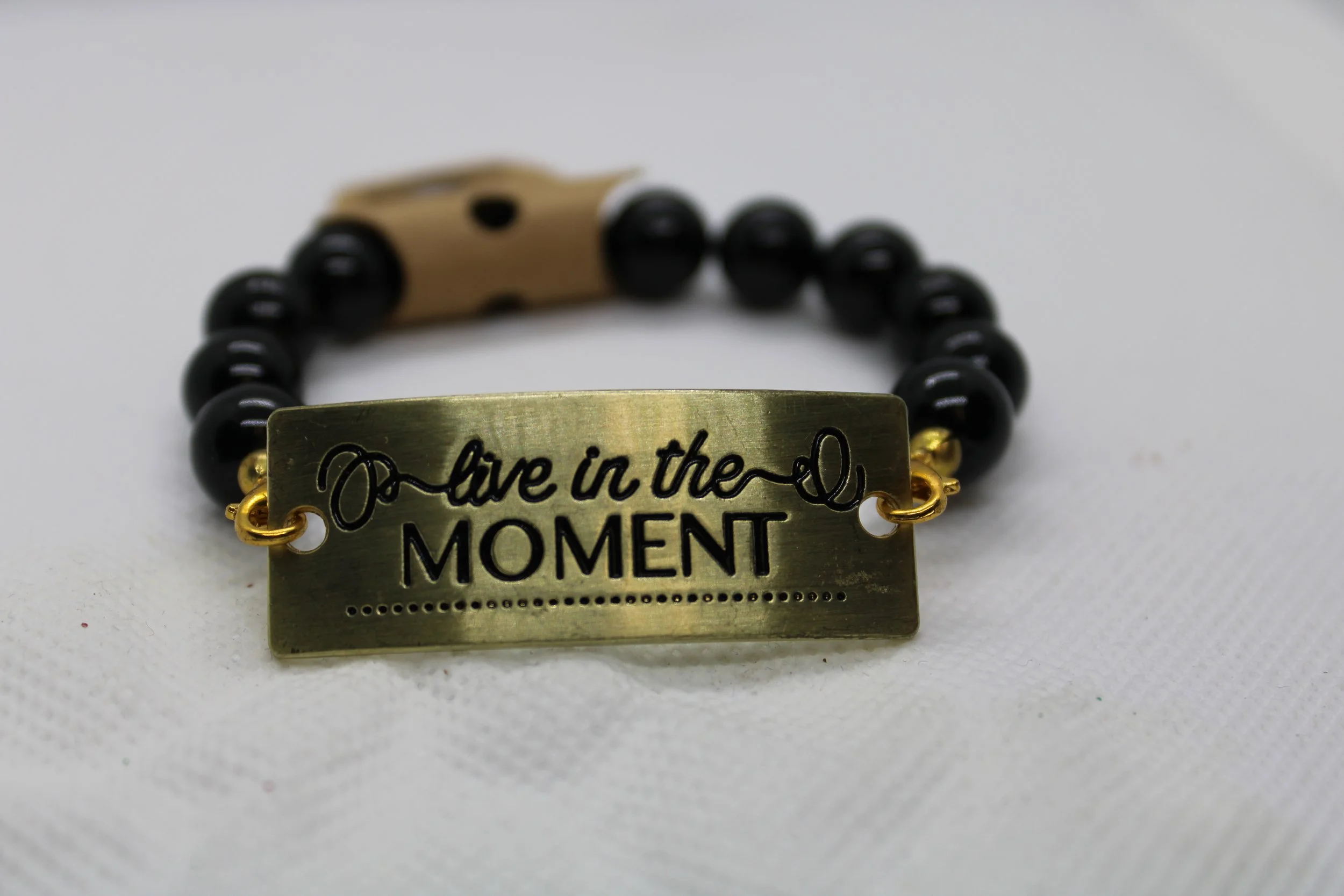 Live In The Moment Black & Gold Bracelet