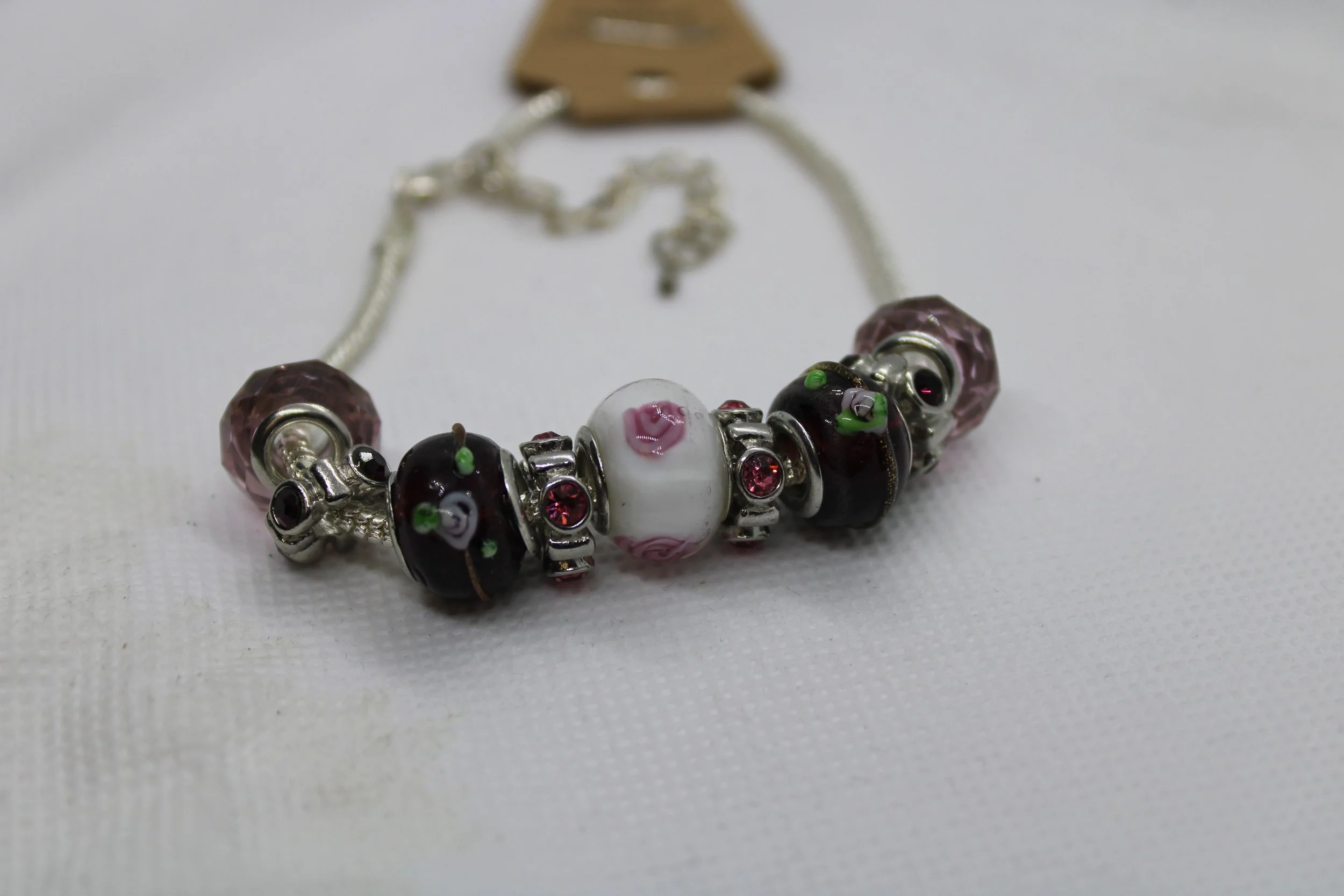 Pink & Burgundy Flower Bracelet