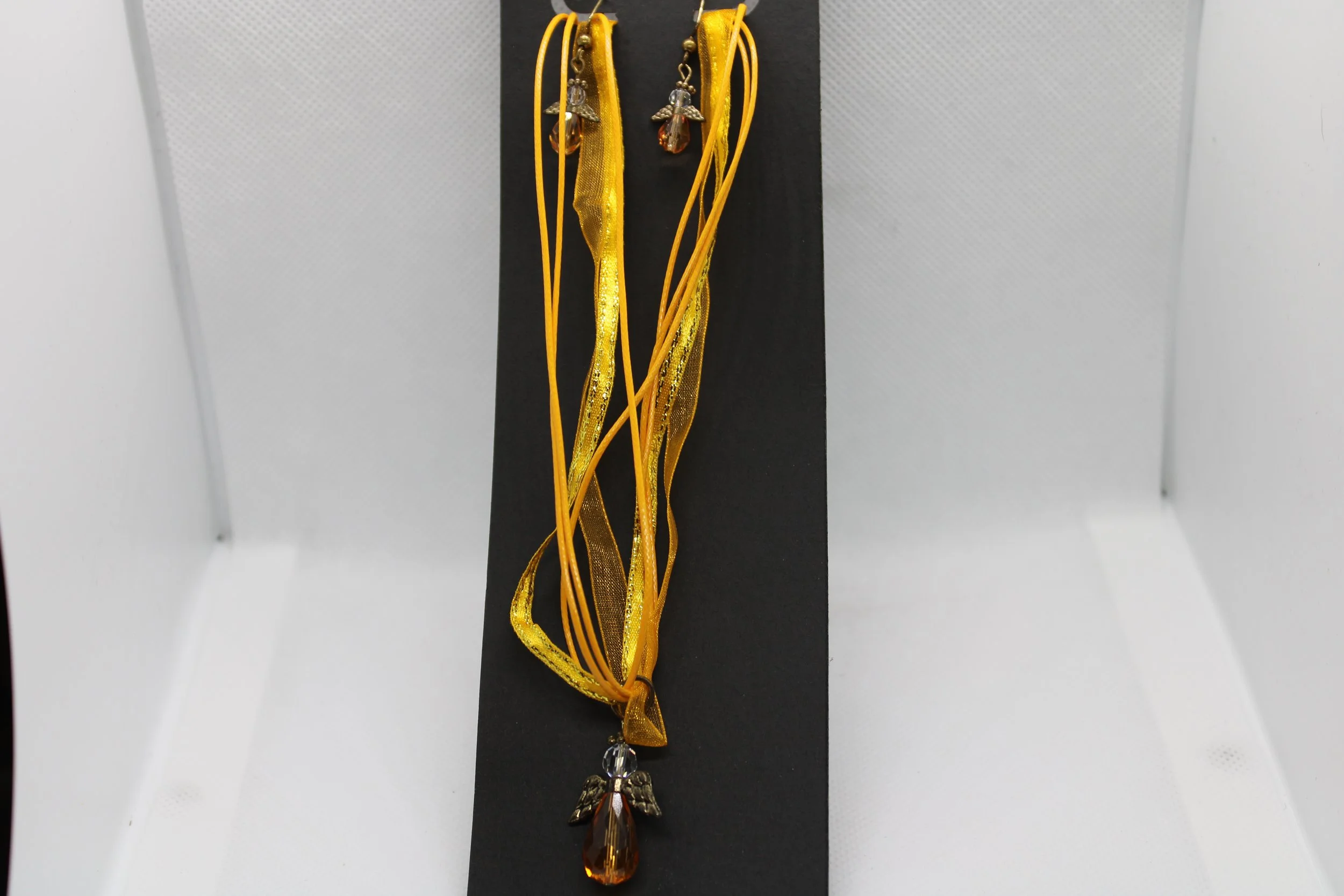 Yellow/Orange Angel Necklace & Earrings Set