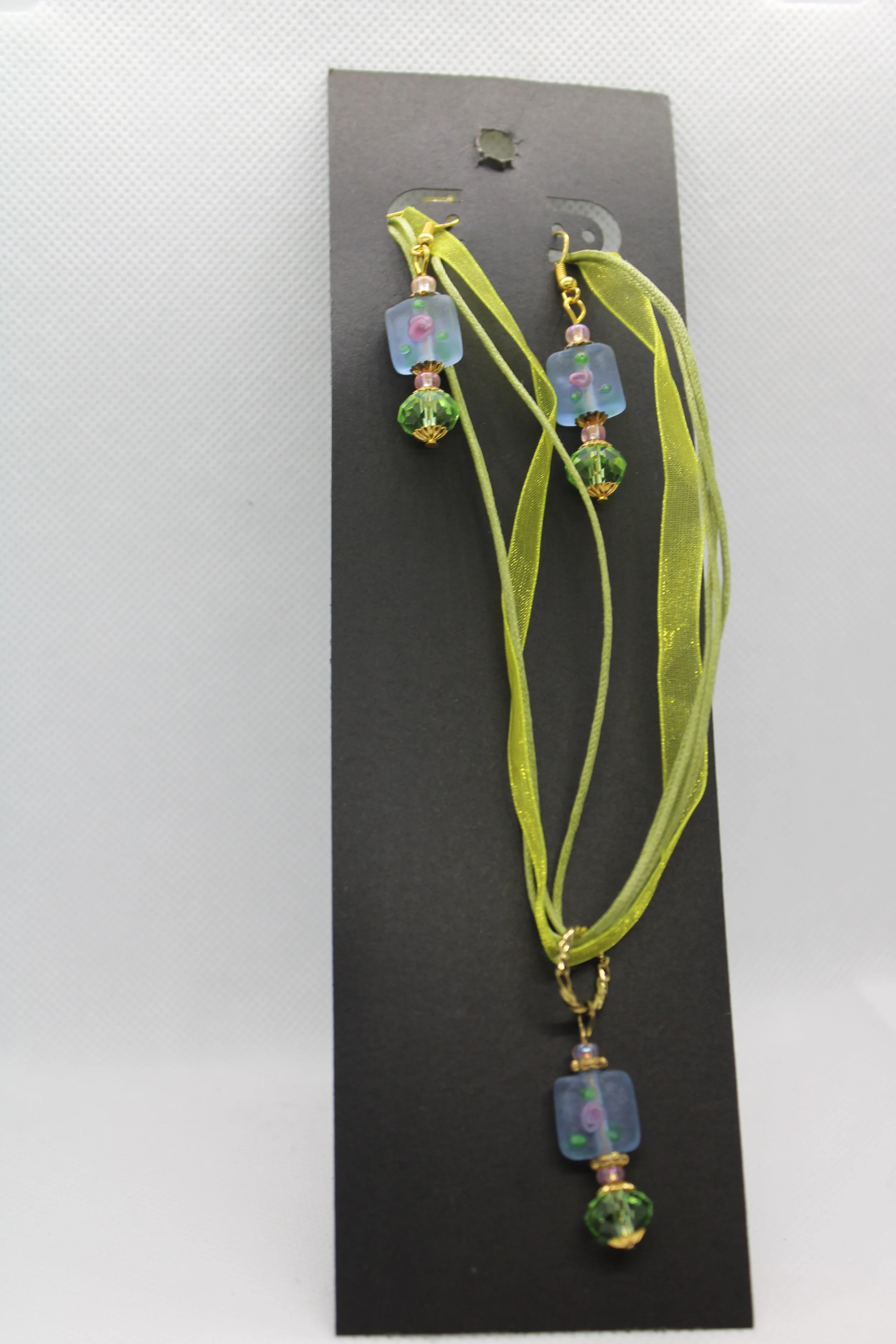 Green & Blue Necklace & Earrings Set