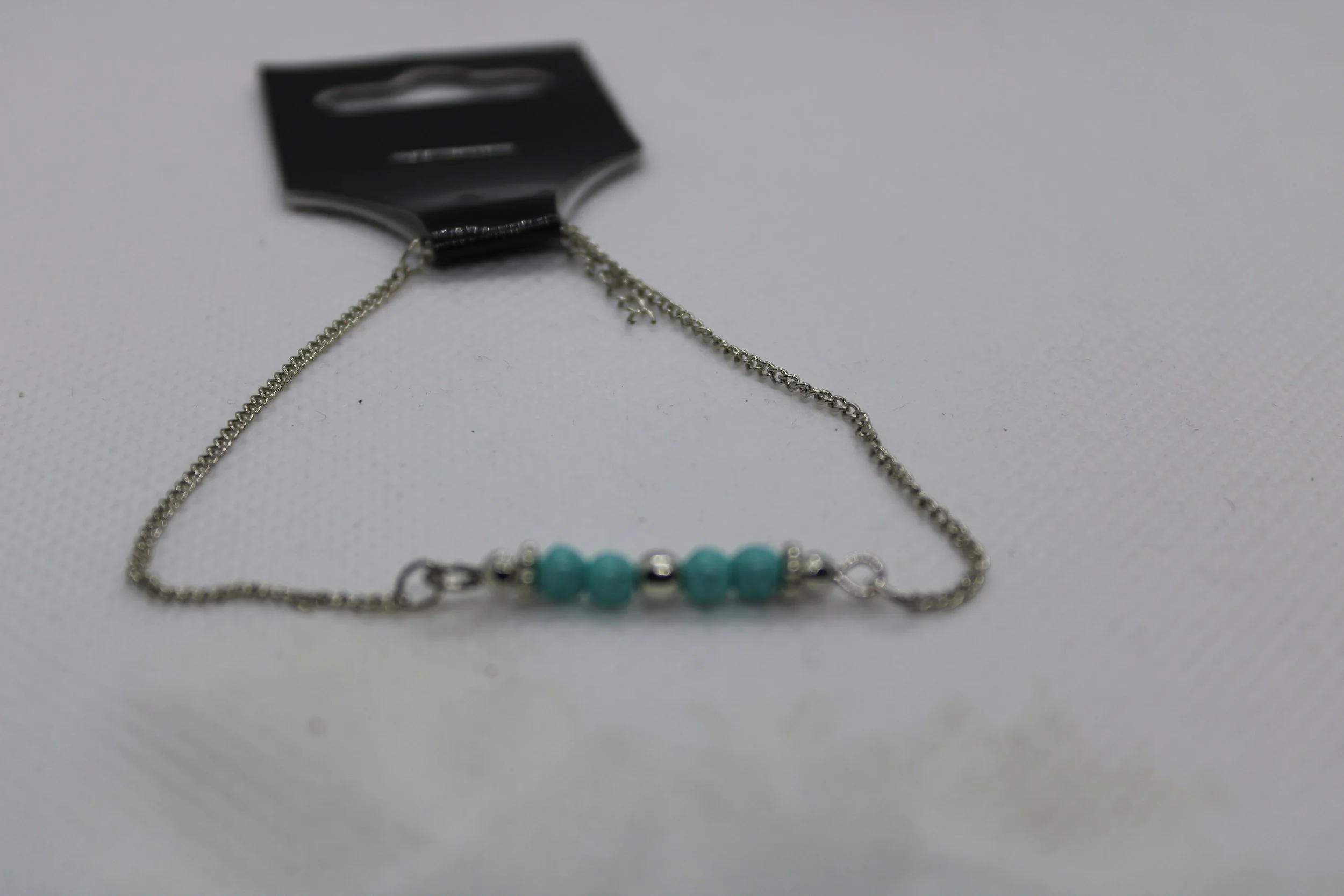 Silver & Turquoise Dainty Chain Bracelet