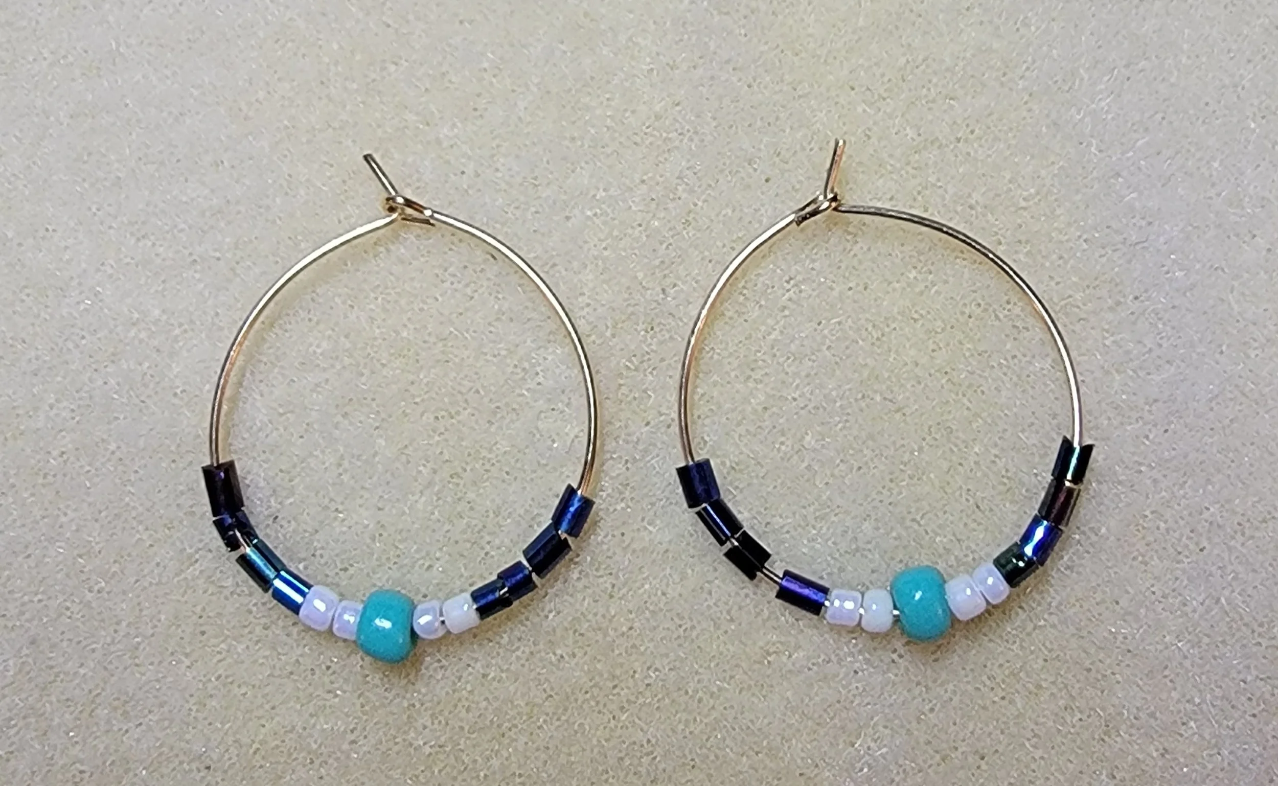 Blue & Gold Hoop Earring