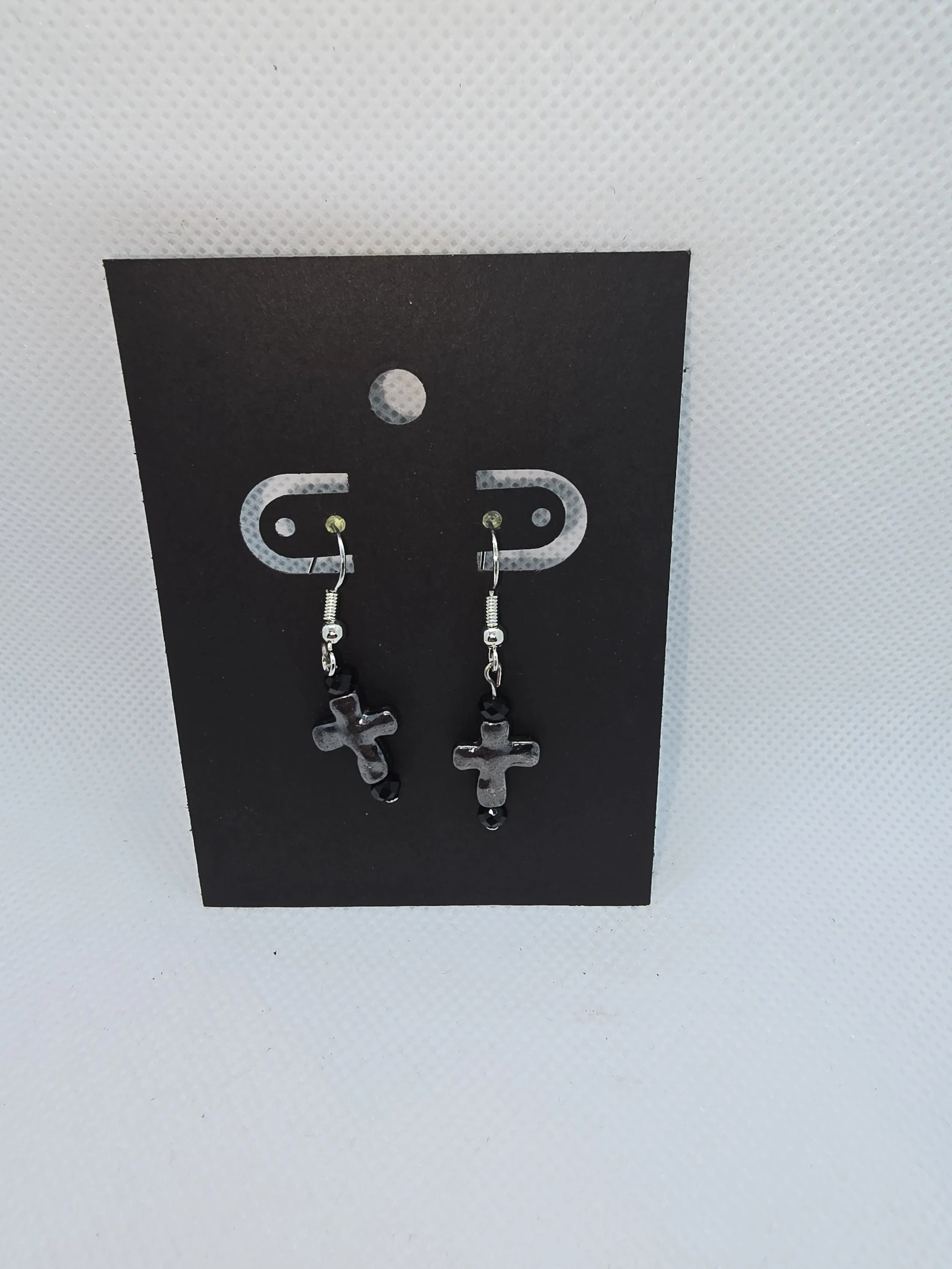 Black Cross Hanging Earring