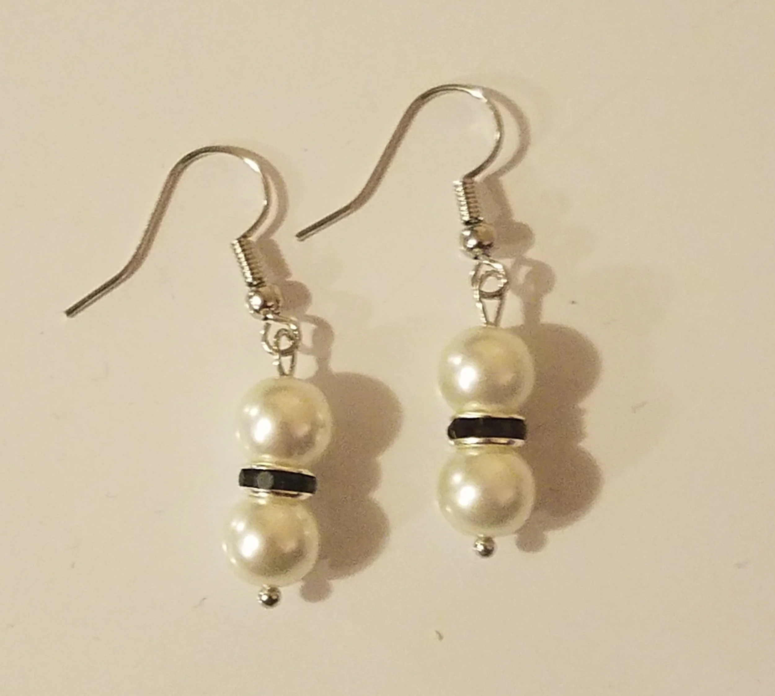 Pearl with Black Accent Dangle Earrings