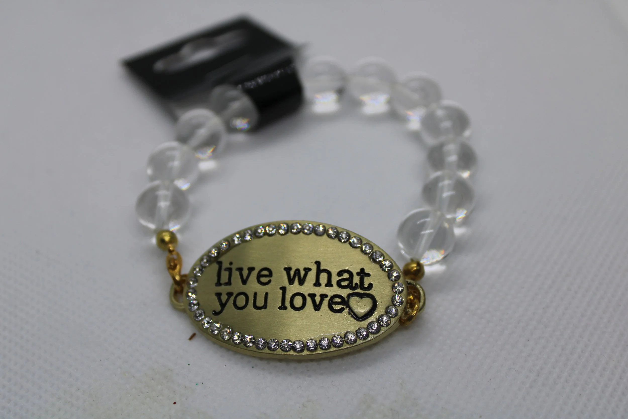 Gold & Crystal Live What You Love Bracelet