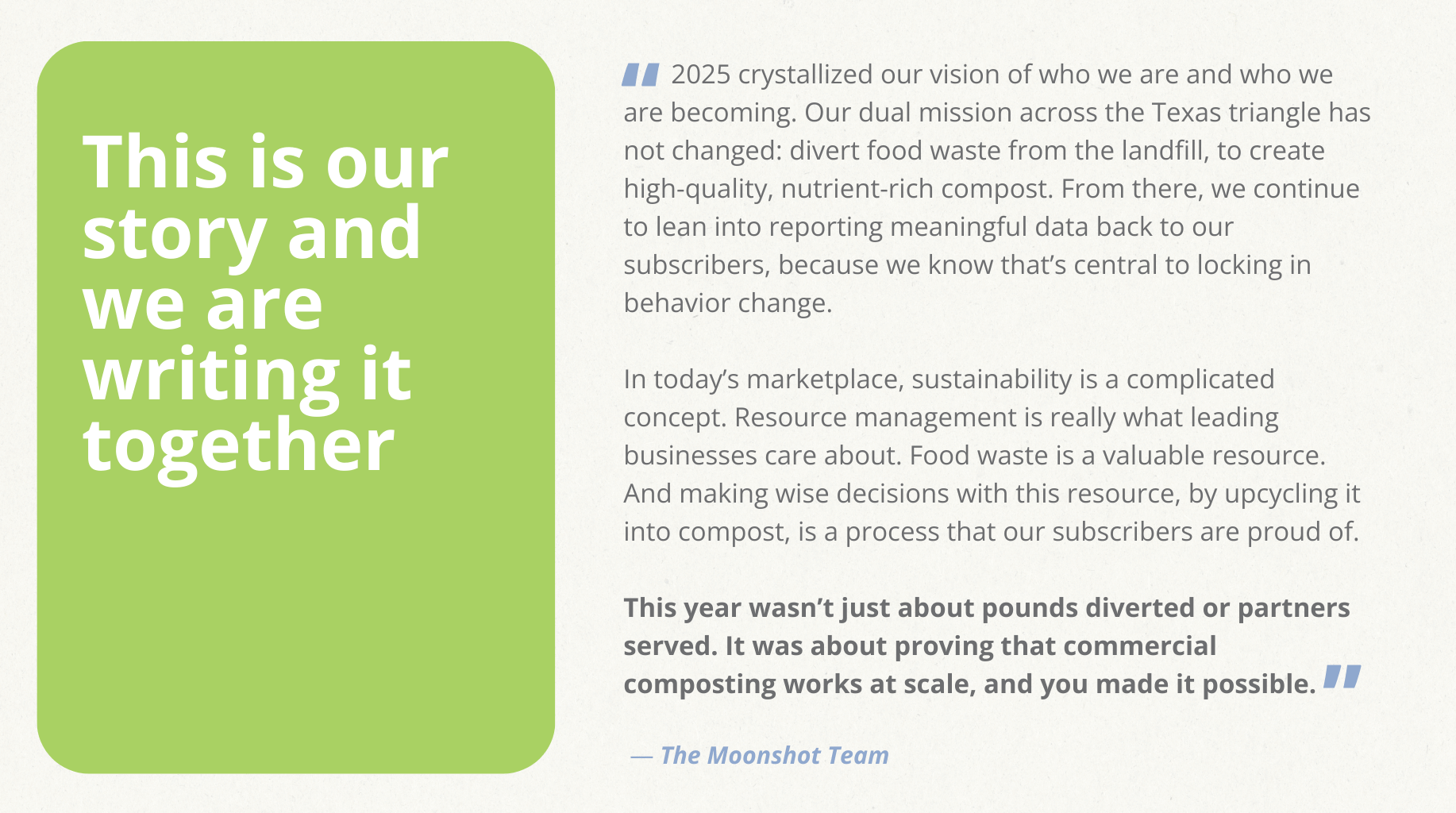 This Is Our Story and We Are Writing it Together