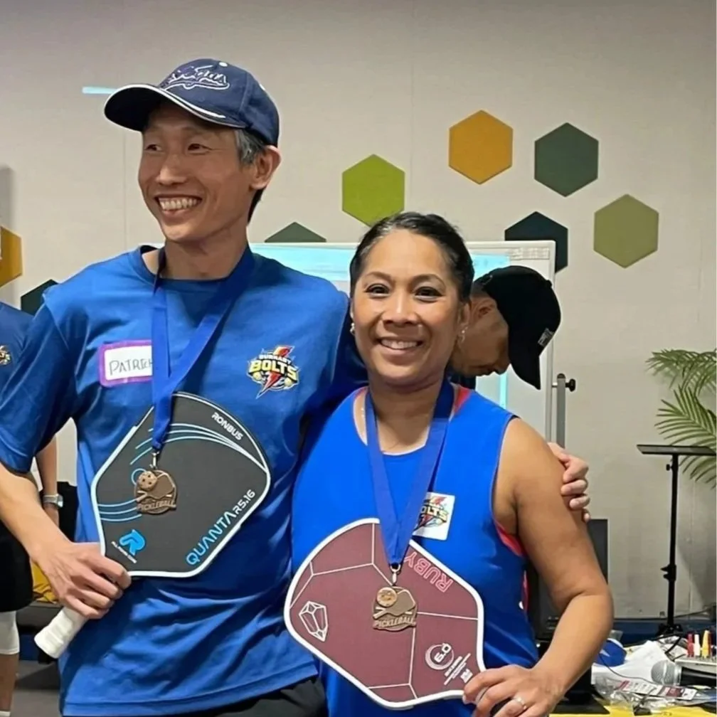 Maria Ilagan and Patrick Tan won Bronze in Intermediate Mixed Doubles at the Burnaby Bolts vs Richmond Rebels Dual Meet II, Apr2026.