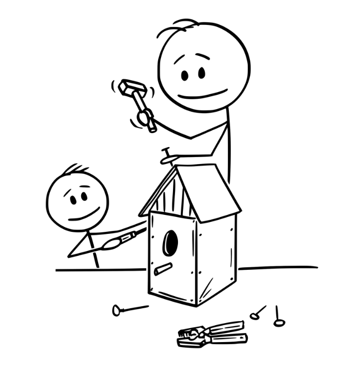 Parent of neurodivergent son doing a project.