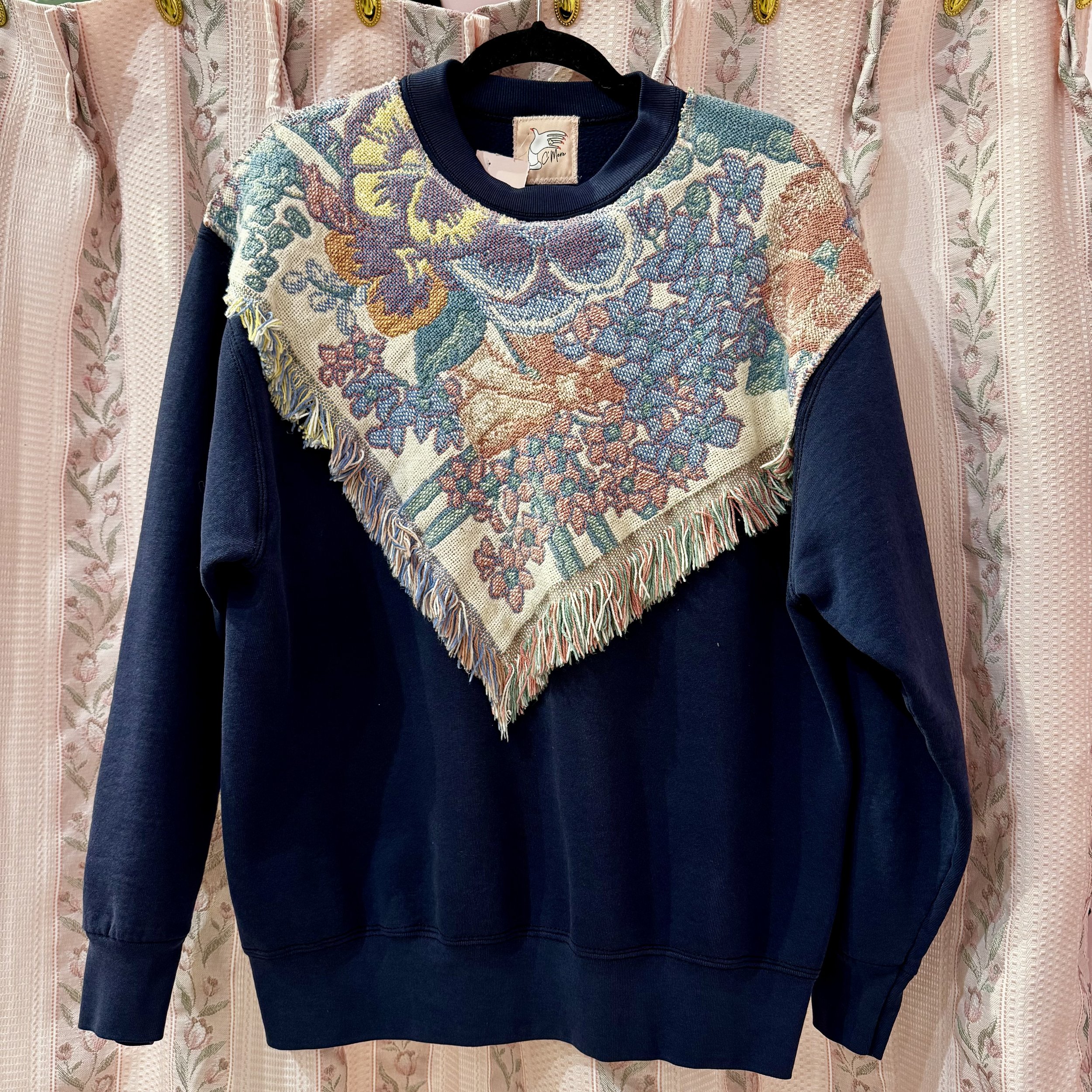 Floral Fringe Quilt Sweatshirt