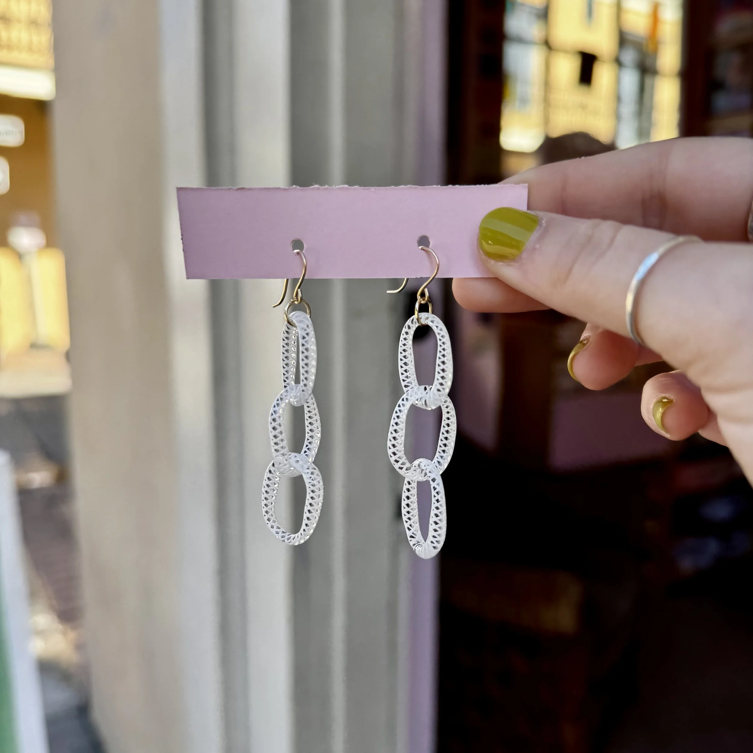 White/Clear Chain Glass Earrings