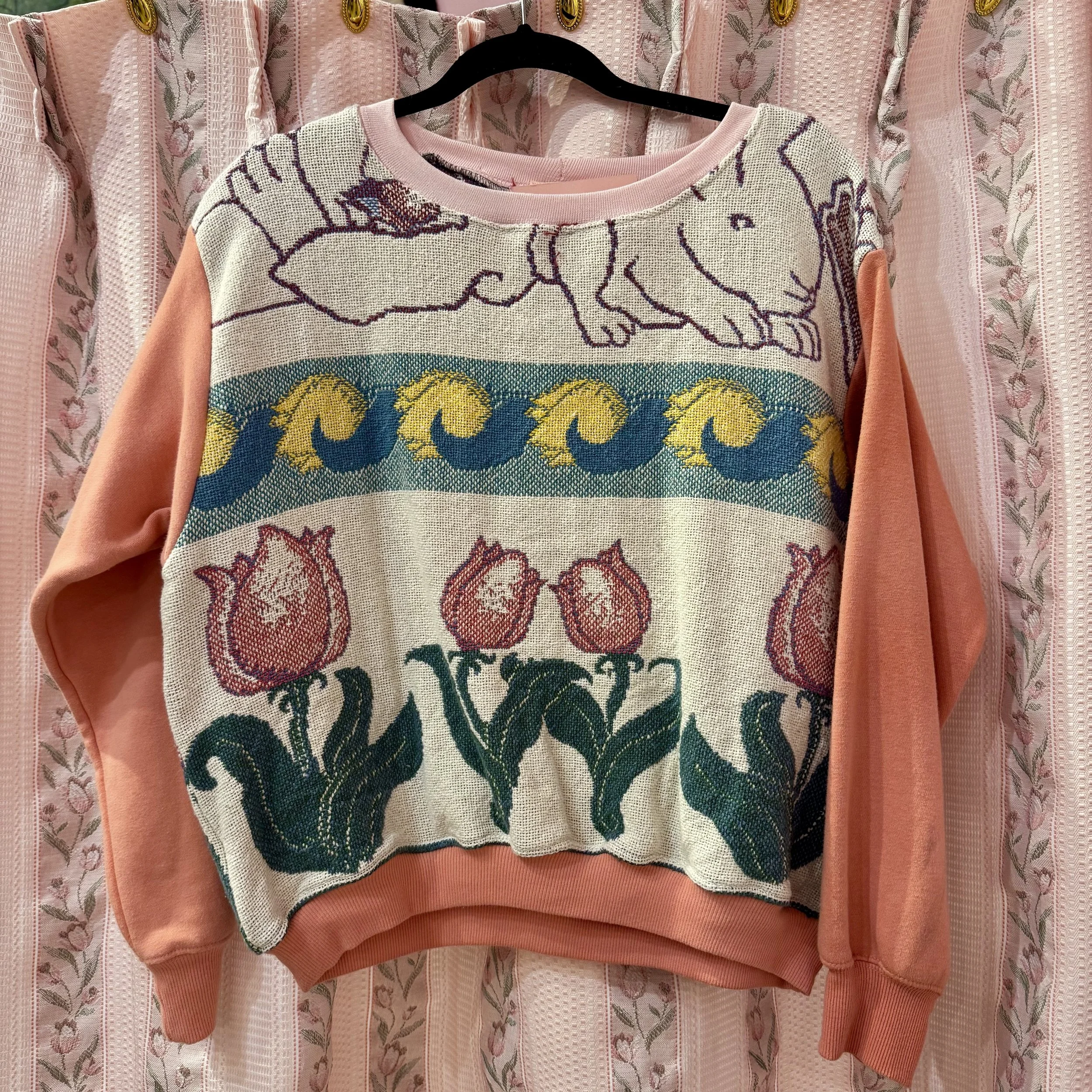 Bunny n Tulips Quilt Sweatshirt