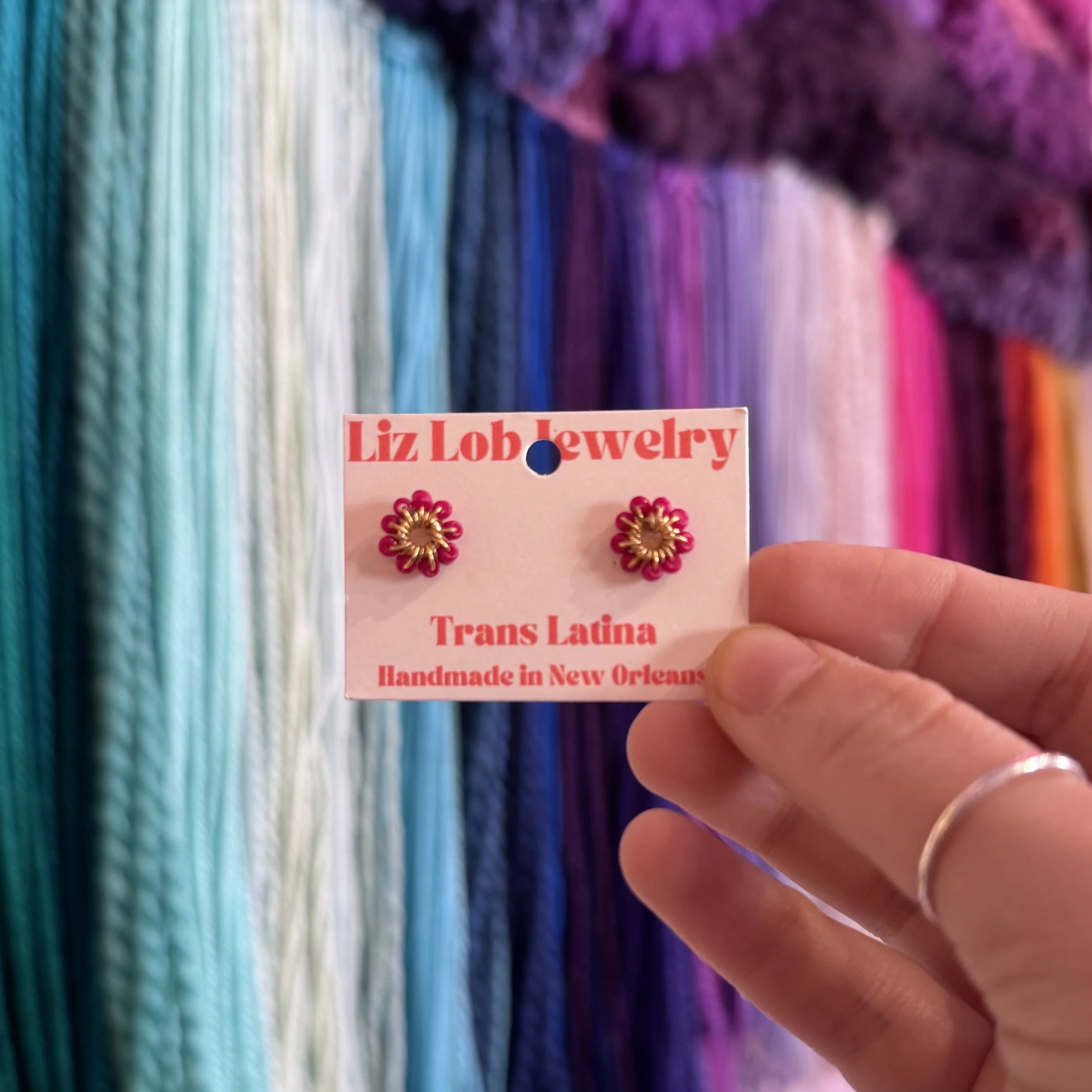 Dark Pink Flower Studs