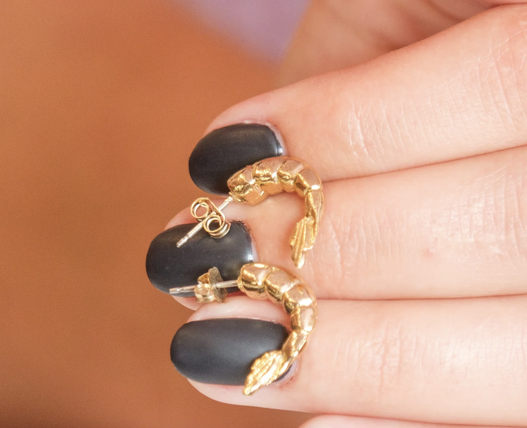 Gold Shrimp Studs