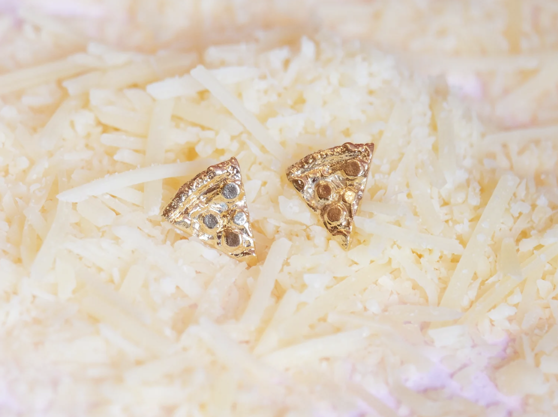 Gold Pizza Studs
