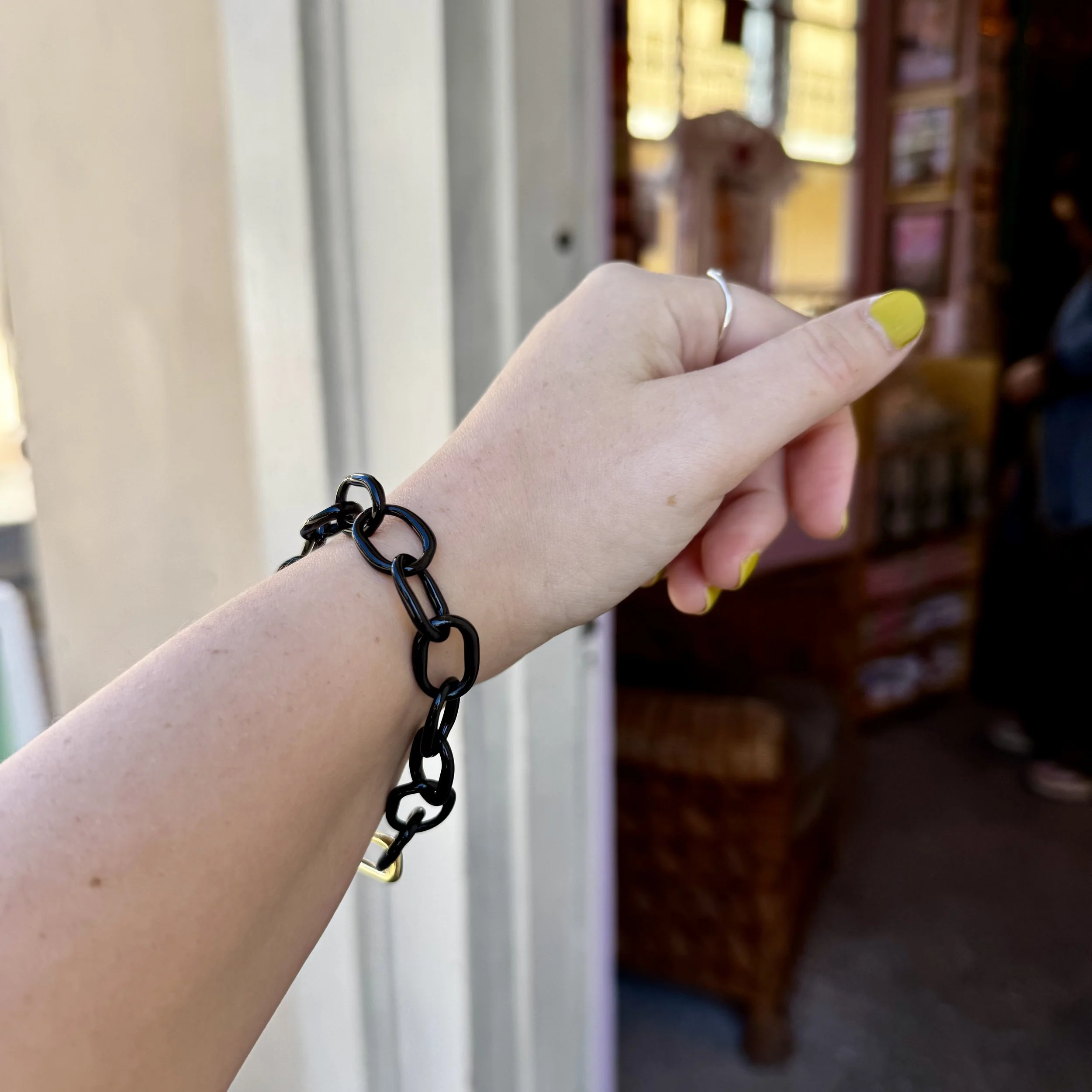 Black Glass Chain Bracelet