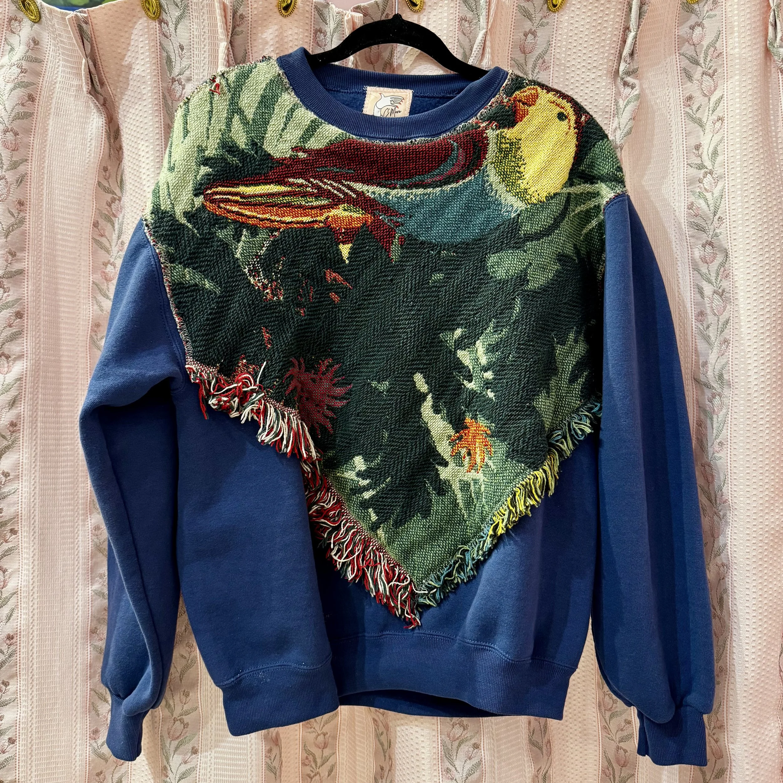 Parakeet Fringe Quilt Sweatshirt