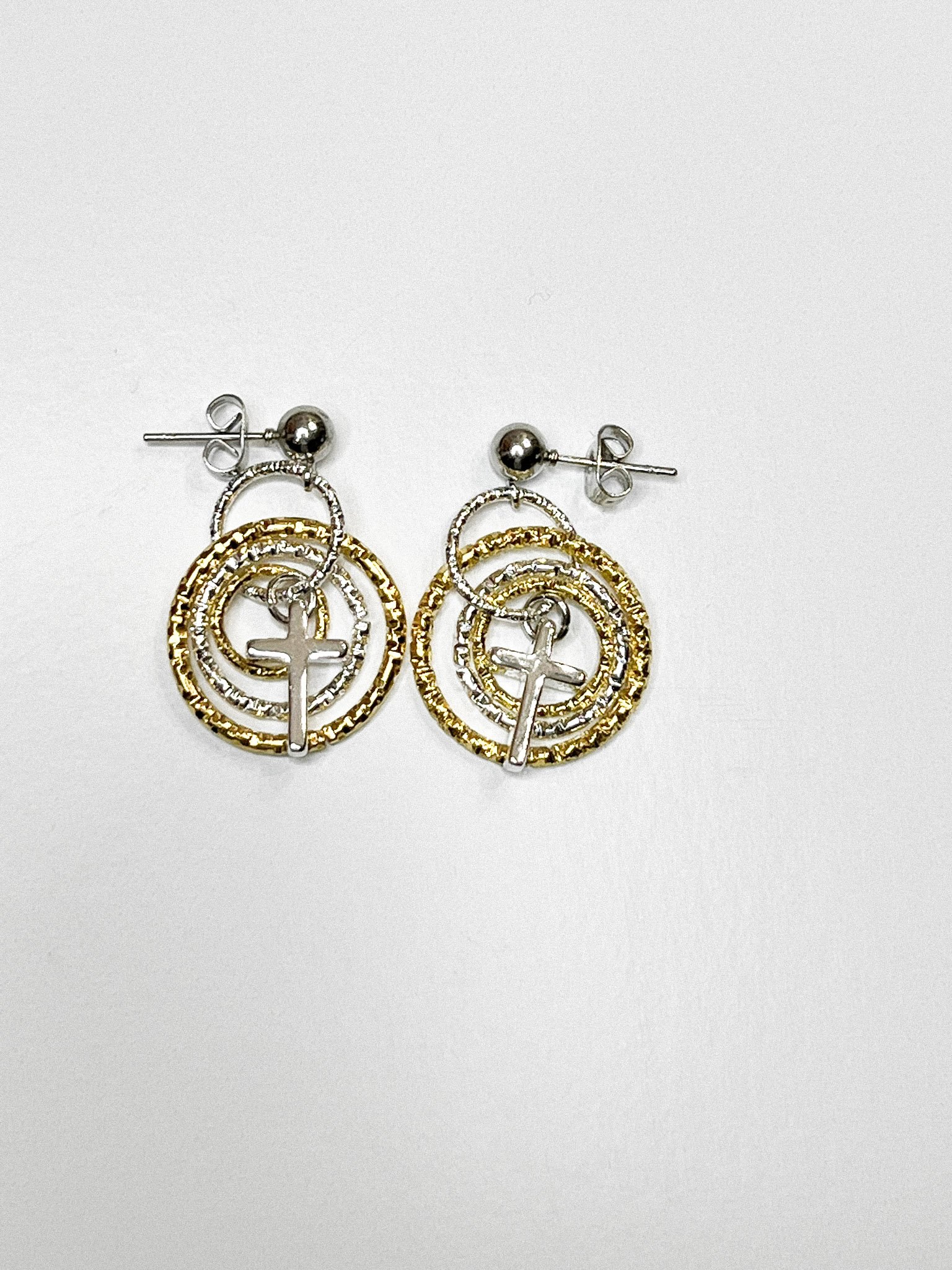 Gold and Silver Trinity Cross Earrings.jpg
