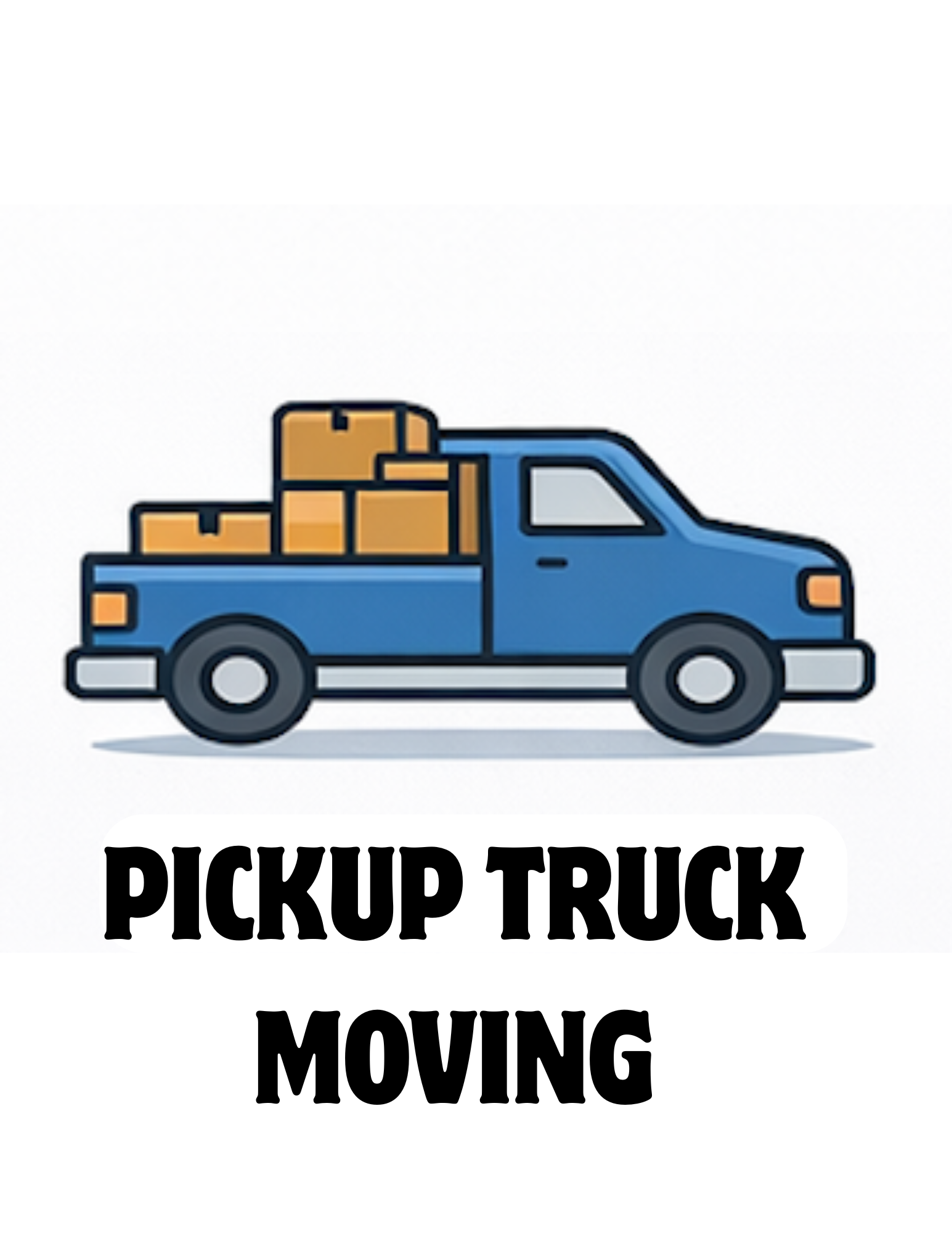 alt="Pickup truck loaded with furniture and moving boxes"