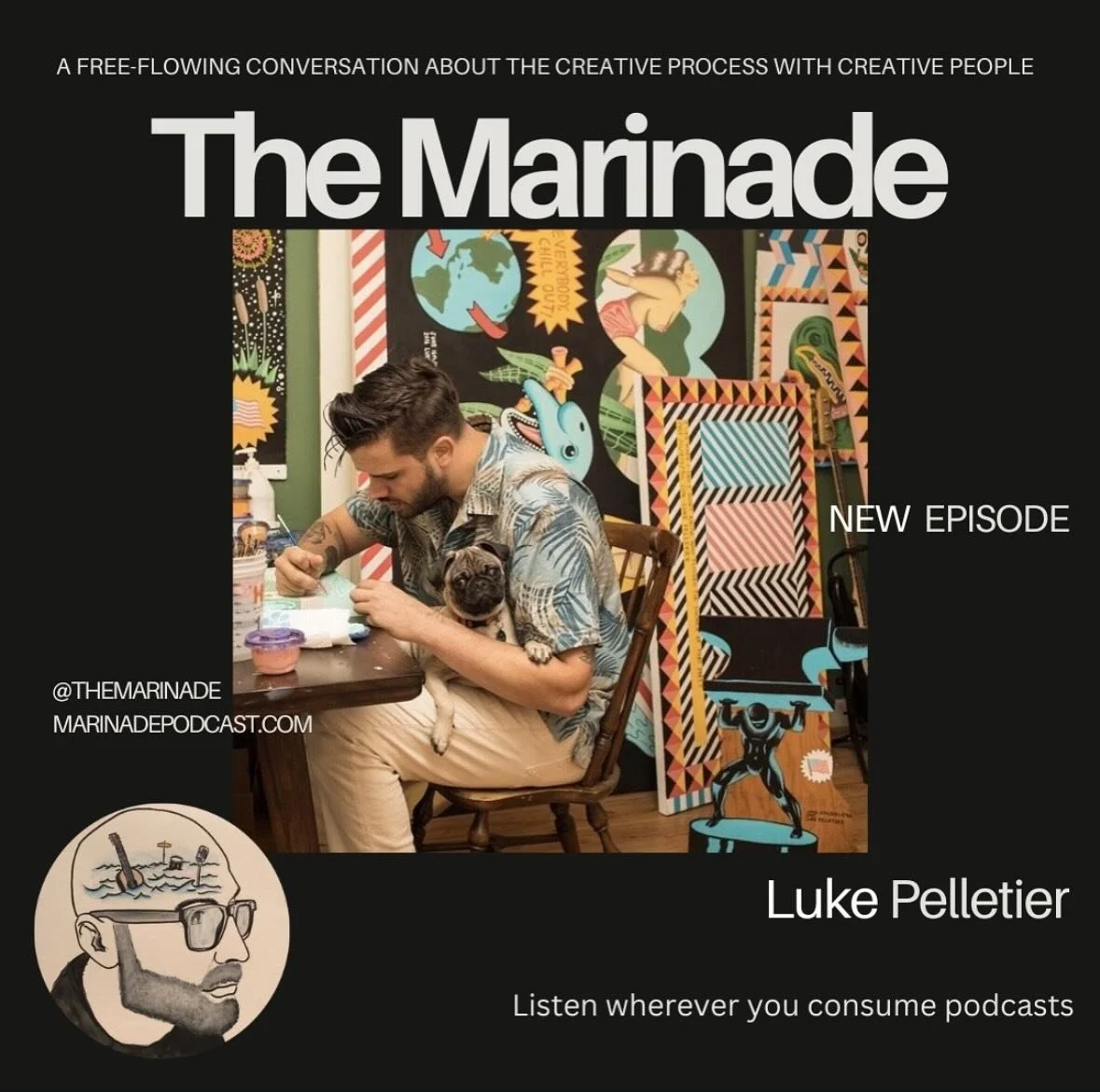 Today&rsquo;s episode of @marinade_podcast featuring the one and only @lukepelletier. Listen where you get your podcasts to learn more about this insanely creative and prolific rascal. New album, American Cheese, out on 8/1. 🇺🇸 🧀