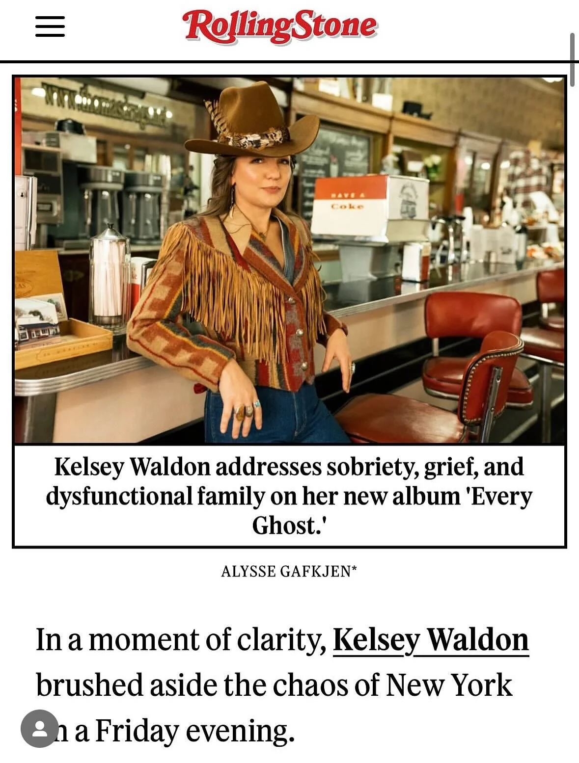 👻 Every Ghost 👻 has double-dipped in @rollingstone. Kelsey Waldon made a great album, and @jscrutchmer wrote about it. Check it out, yall!