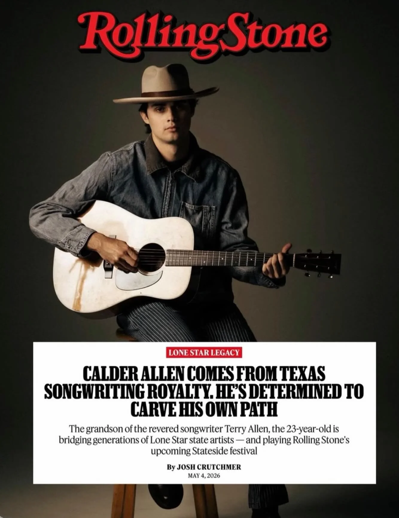 👏 Songwriting Royalty but he&rsquo;s holding his own. 👏

Read all about @calderallen on @rollingstone.