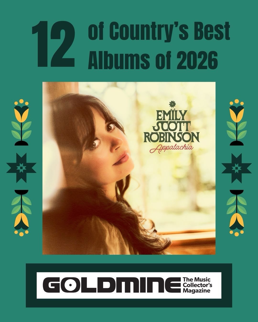 Thrilled to have @emilyscottrobinson featured on @goldminemagazine 12 best country albums of 2026! Thank you @marcuskdowling for the beautiful words about this project!