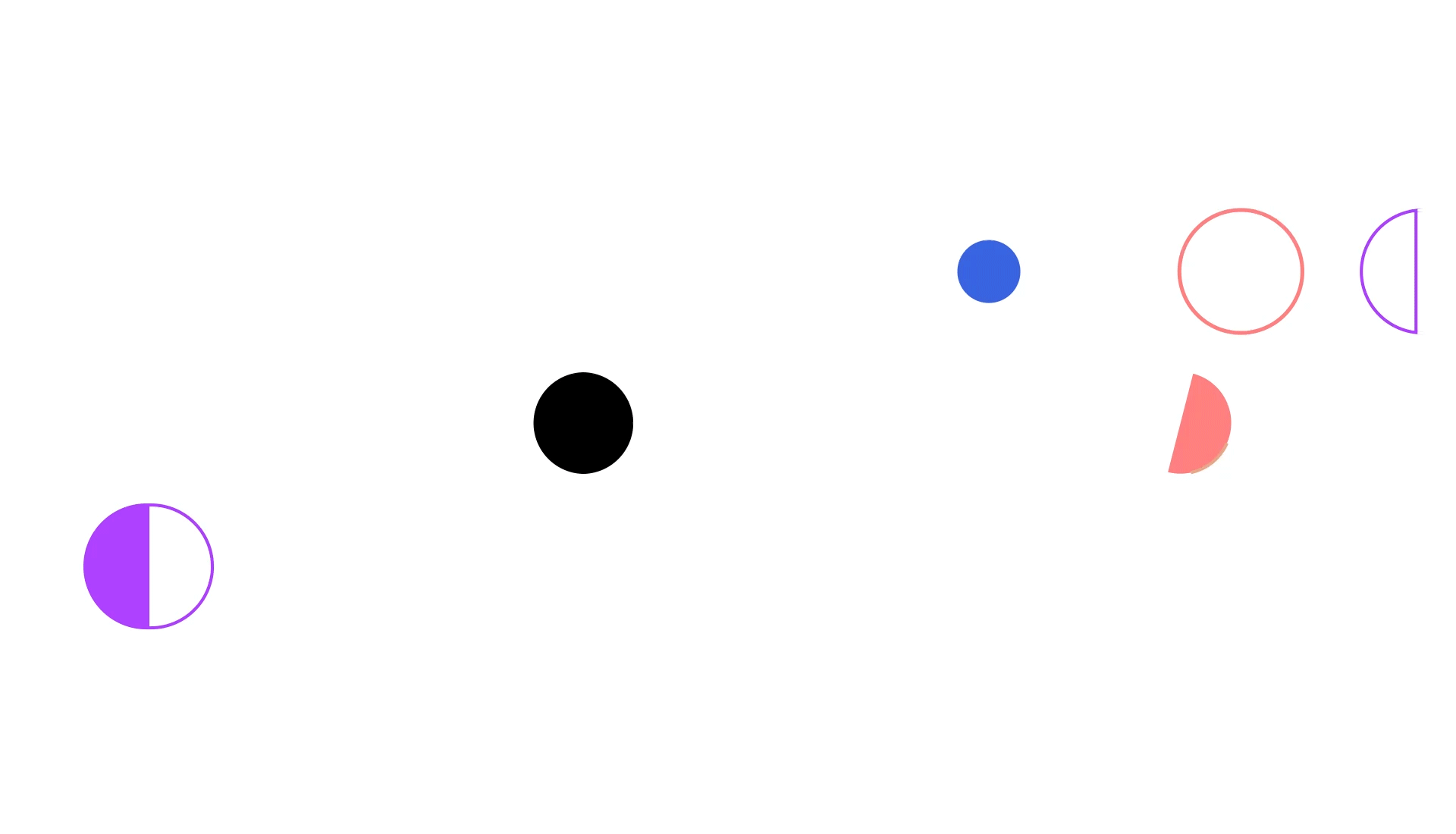 Minimalist Animation of the Letter B from BRUTAL – Geometric Shapes and Circles in Black, Blue, Pink, Purple, and White