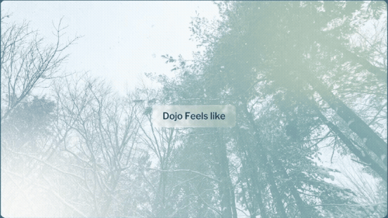 Serene motion background showing a glowing sky and landscape with a translucent tag reading "Clarity in the Chaos" for DOJO AI by BRUTAL Studio.