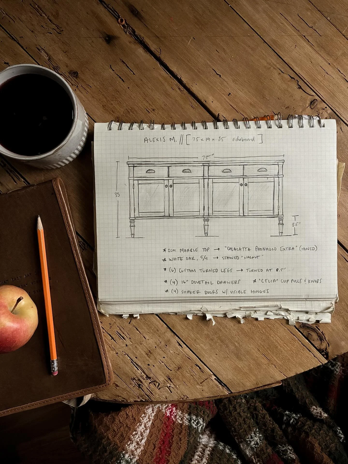 It&rsquo;s officially mulled wine season. And in-between building what feels like 4,000 benches/tables, I&rsquo;ve been sketching up some custom pieces due in MARCH. 🤯 

Thats right - marchhhh! I&rsquo;m incredibly thankful and still somewhat in sho