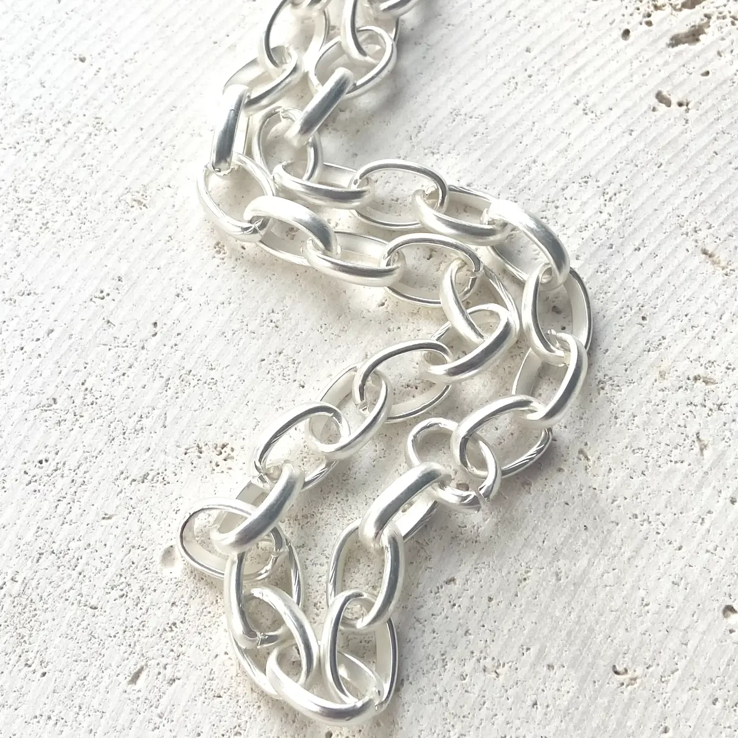 Chunky Necklace Matte Silver  Statement Piece2.webp