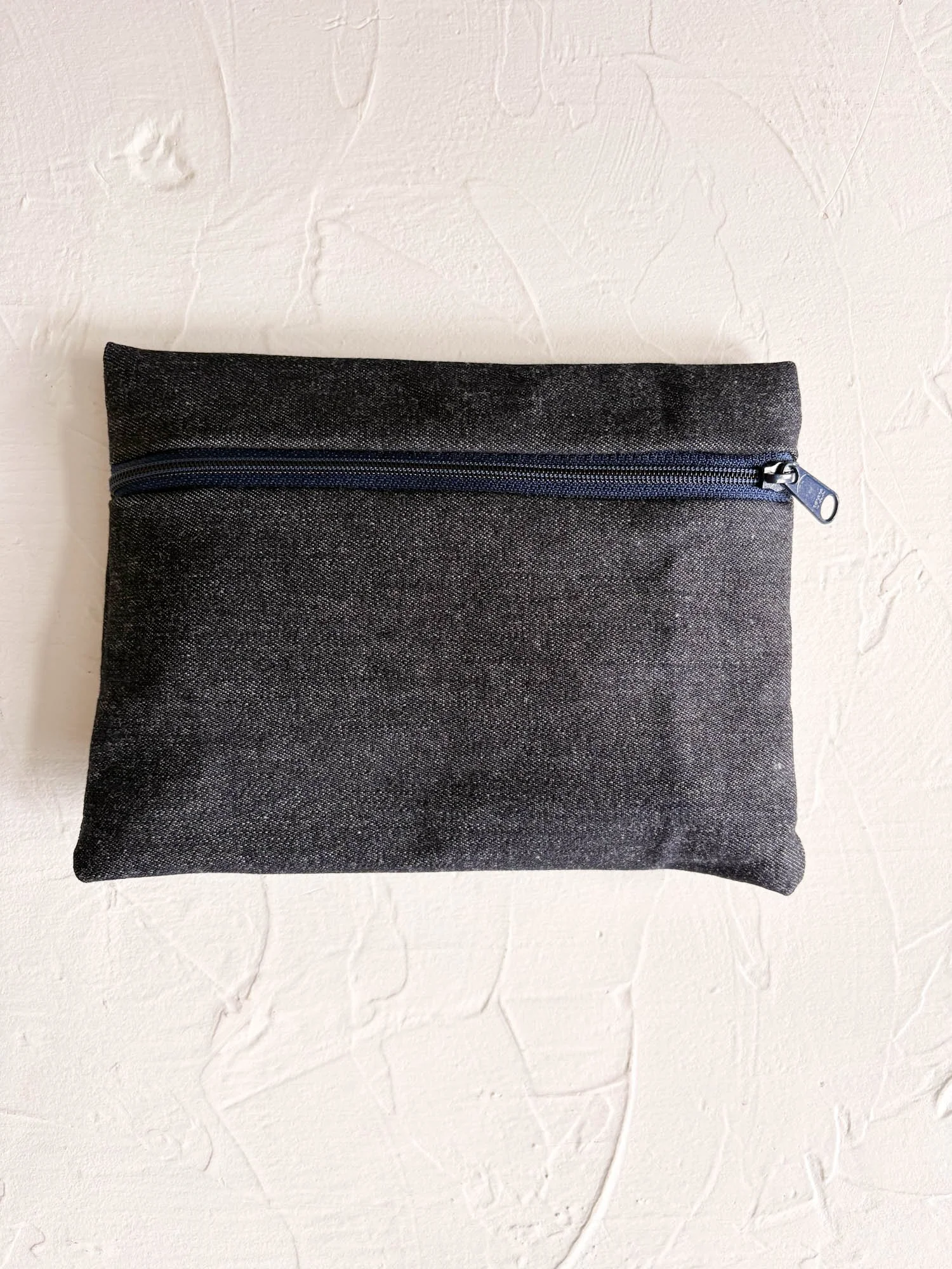 Simple Pouch (Medium) - Upcycled Denim with Navy Zipper