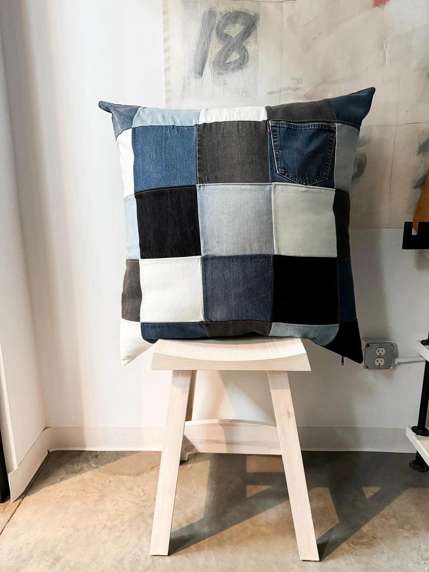 Snap shot! Statement pillows in the shop right now. 

Here are some of my favs- all made in the studio&mdash; from pieced up-cycled denim to super soft vintage designer Italian chenille.

I especially love the gold chenille pillows with merlot colore