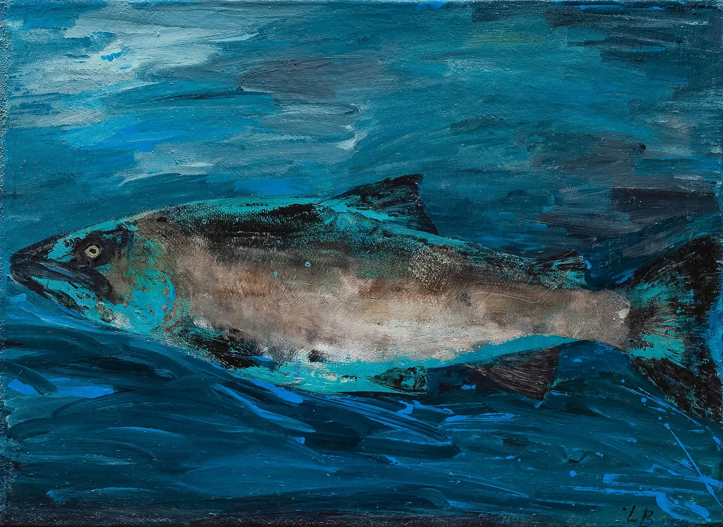 Lisa Baack - Salmon Blue, 2005 - Framed Canvas Reproduction