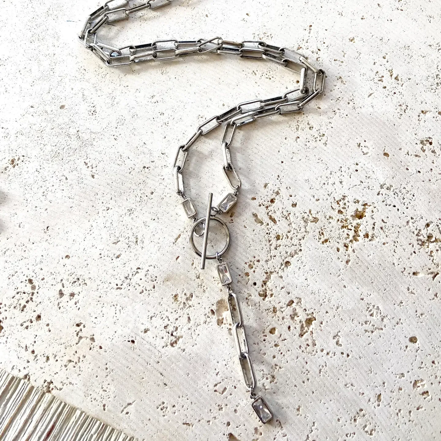 Paperclip Wrap Necklace Burnished Silver3.webp