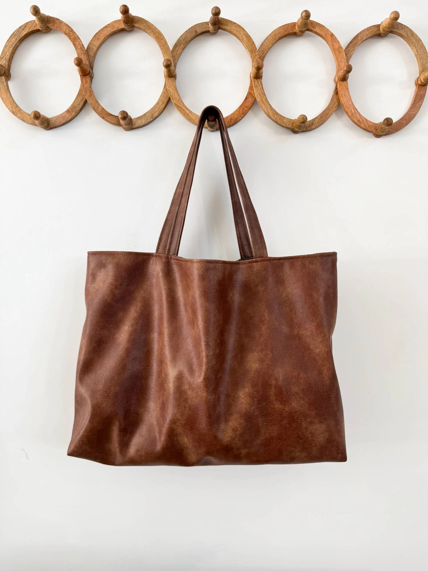 Janine BIG BAG  - Aged Faux Dark Brown Leather