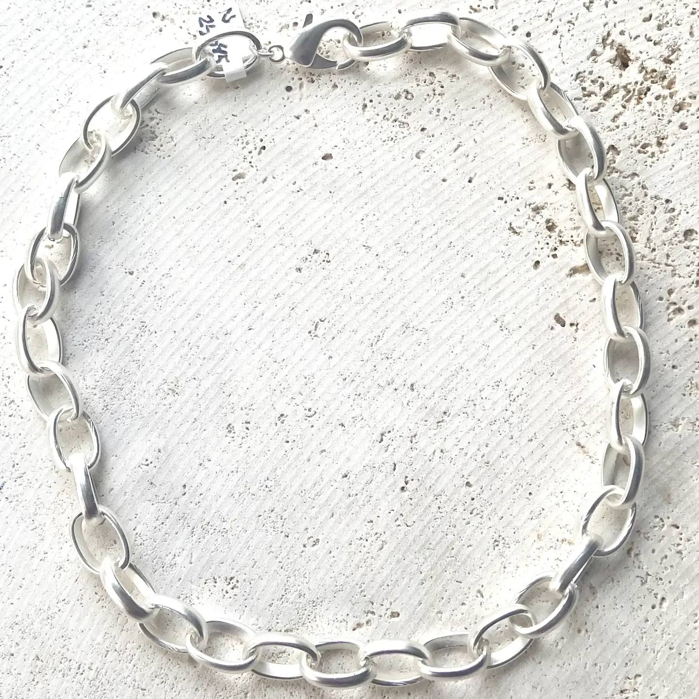 Chunky Necklace Matte Silver  Statement Piece.webp