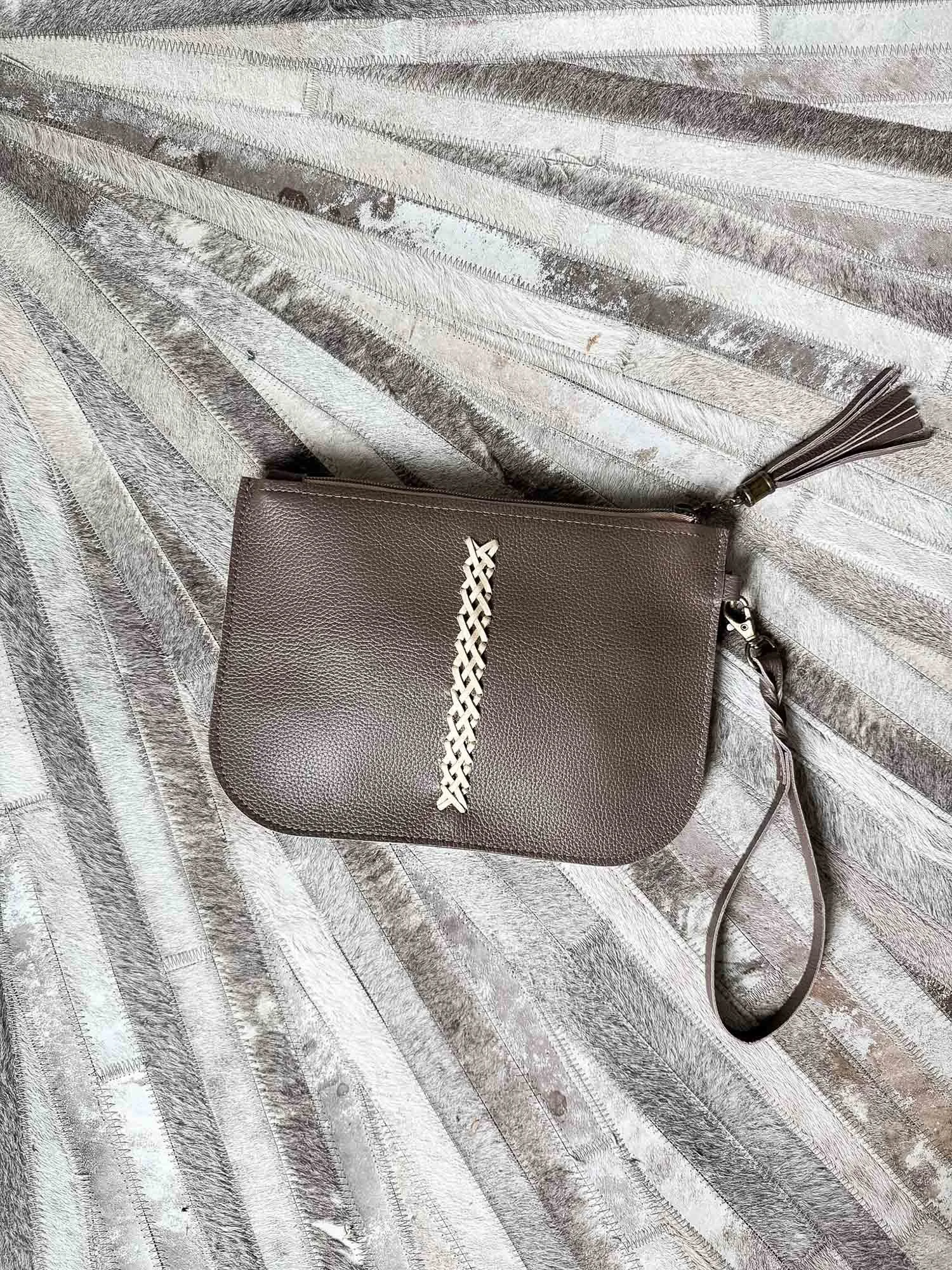 Italian Leather Mexican Braid Wristlet