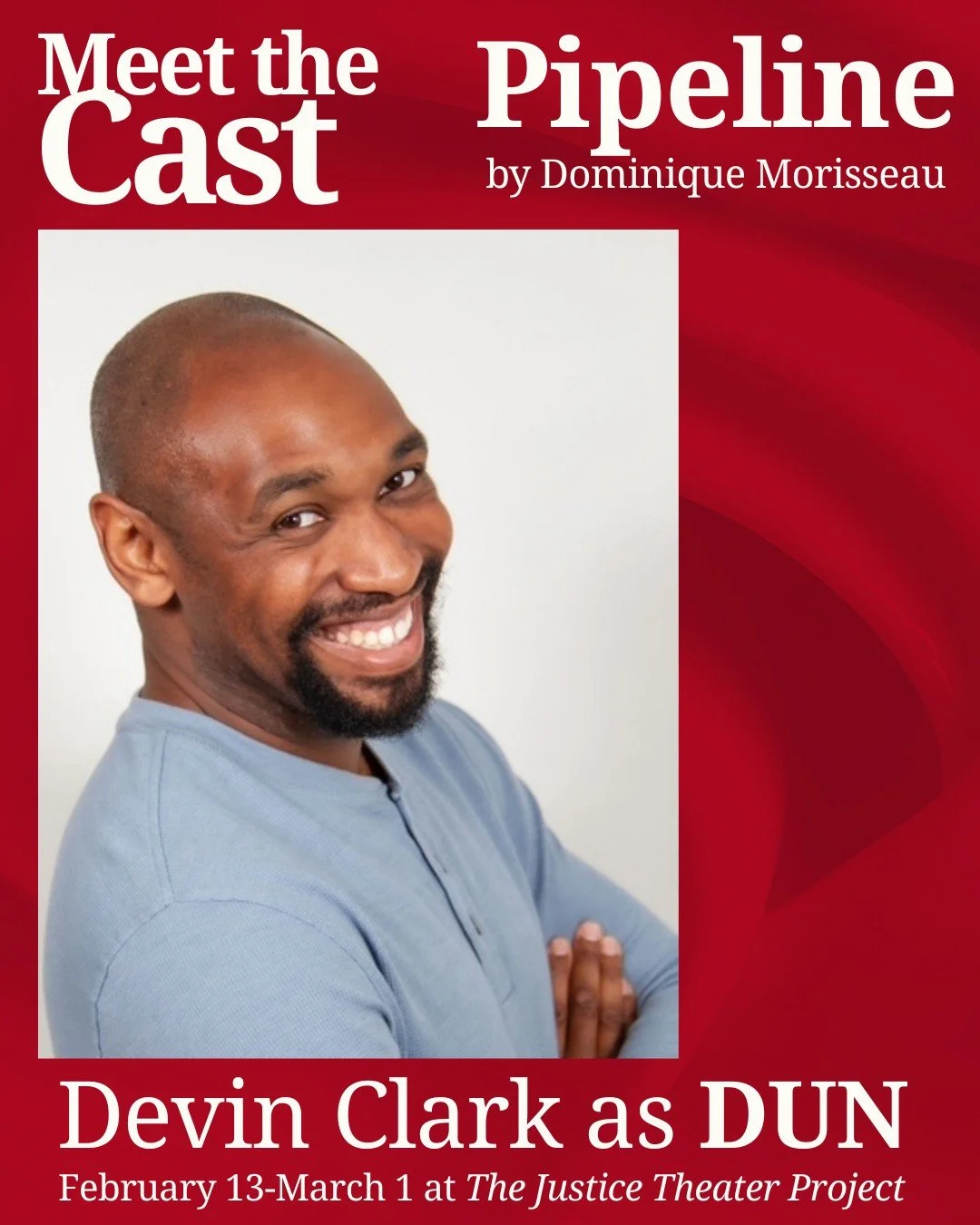 Continuing in our Meet the Cast series for PIPELINE! Opening February 13th.

Devin Clark will be playing Dun in this production!

TICKETS: https://bit.ly/JTPPipeline
LEARN MORE: https://bit.ly/JTPPipelineInfo

Devin Clark (Dun)  is excited to make hi