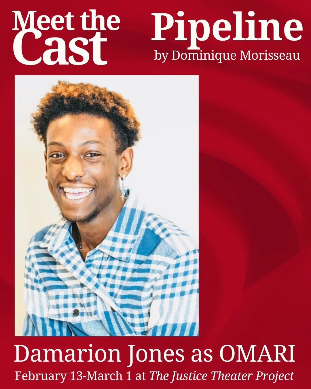 We're approaching the end Meet the Cast series for PIPELINE! Opening this Friday, February 13th.

Damarion Jones will be adding some poetic flair, playing Omari in this production!

TICKETS: https://bit.ly/JTPPipeline
LEARN MORE: https://bit.ly/JTPPi