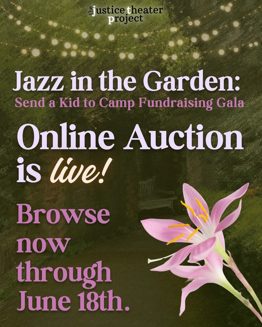 Our annual online auction went live on Friday!

This is a part of our annual fundraising effort, culminating in our Jazz in the Garden: Send a Kid to Camp Fundraising Gala on June 18th 
🥀 You can help support our Send a Kid to Camp campaign and scho