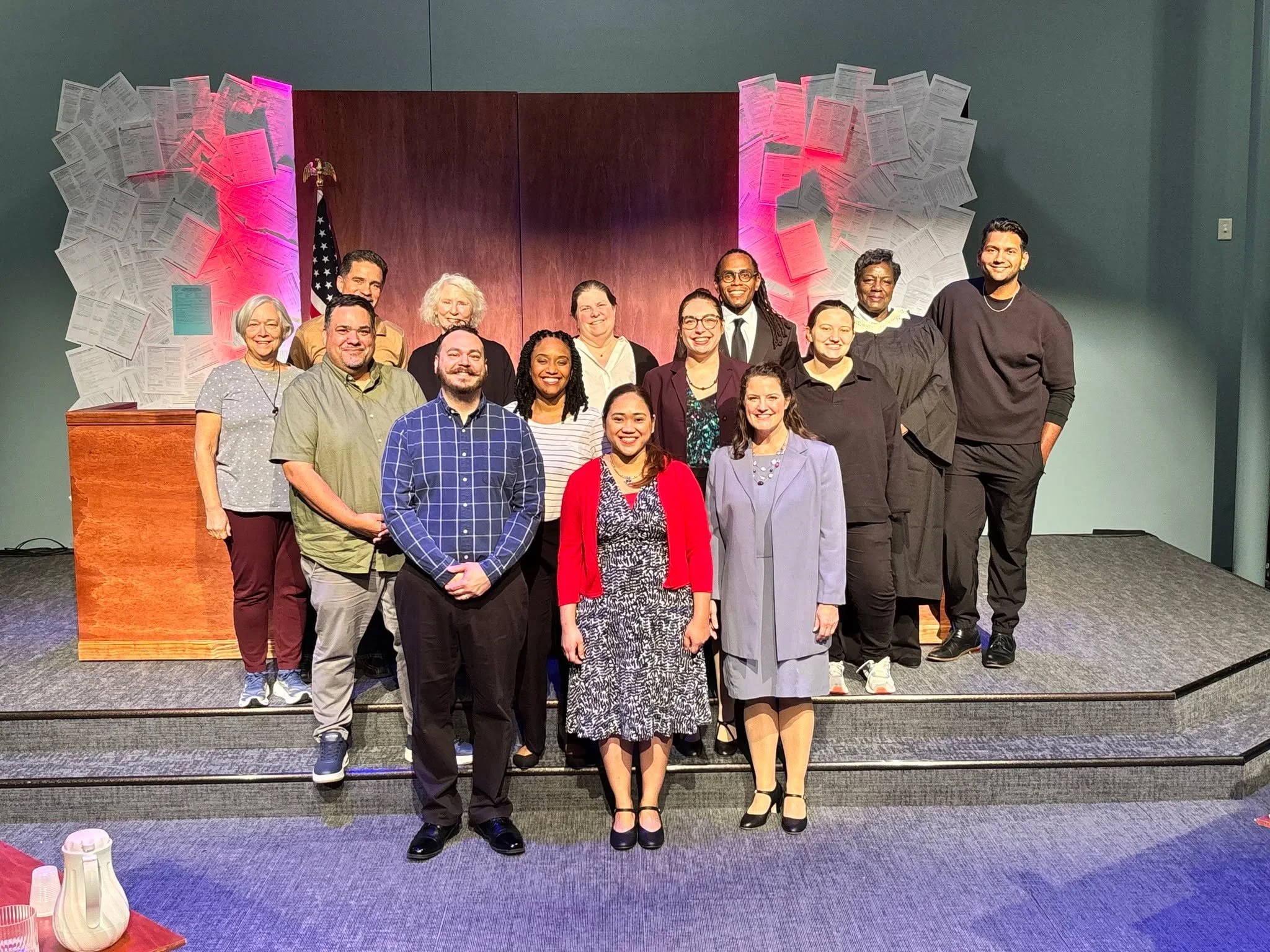 Happy trails to the cast, crew, designers, and production team of "The Courtroom: A Reenactment of One Woman's D-portation Proceedings," transcripts arranged by Arian Moayed. Thank you so much for sharing your time, talent and artistry with